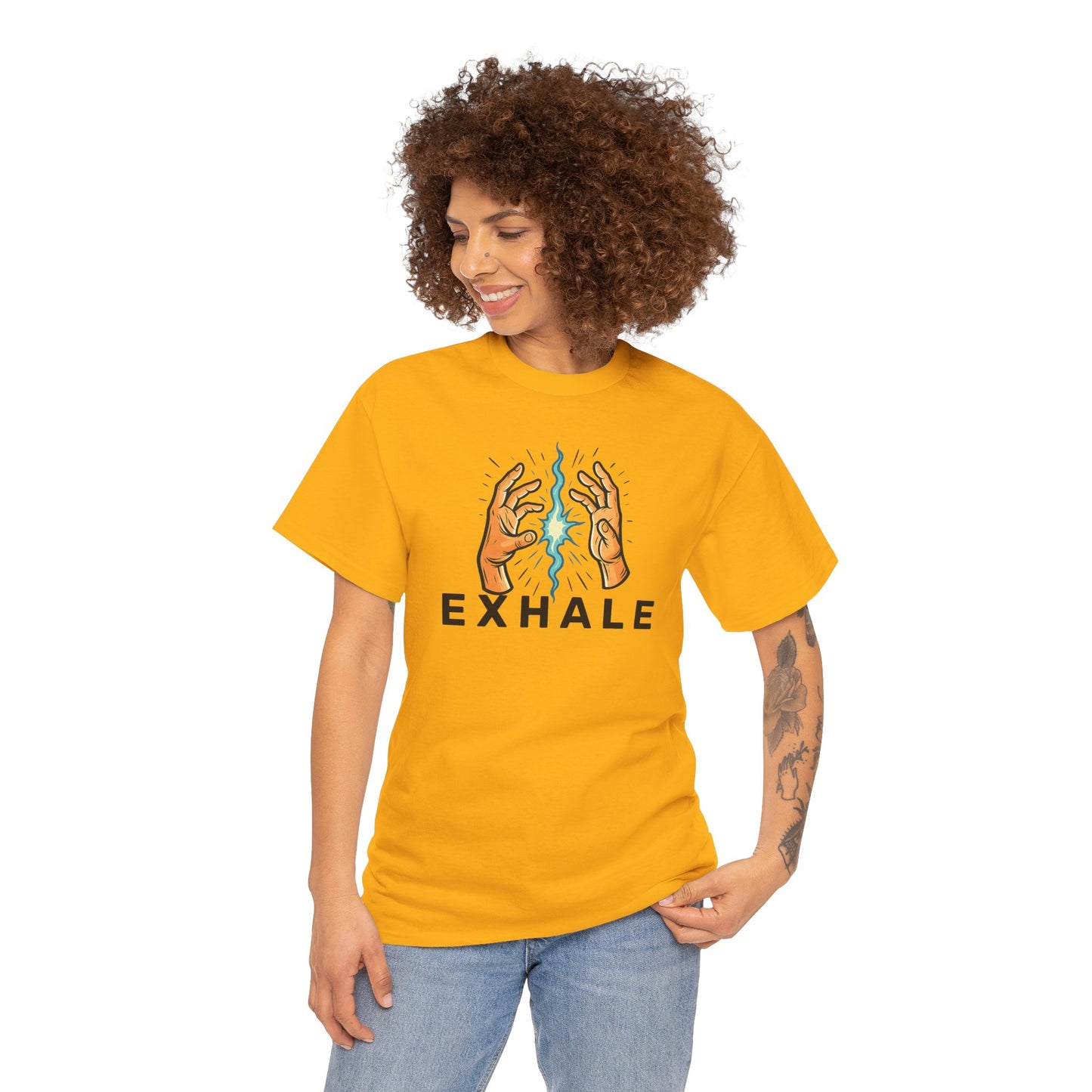 EXHALE T-Shirt (Brustprint) – Unisex Heavy Cotton Tee | Nachhaltige Streetwear mit Statement-Design