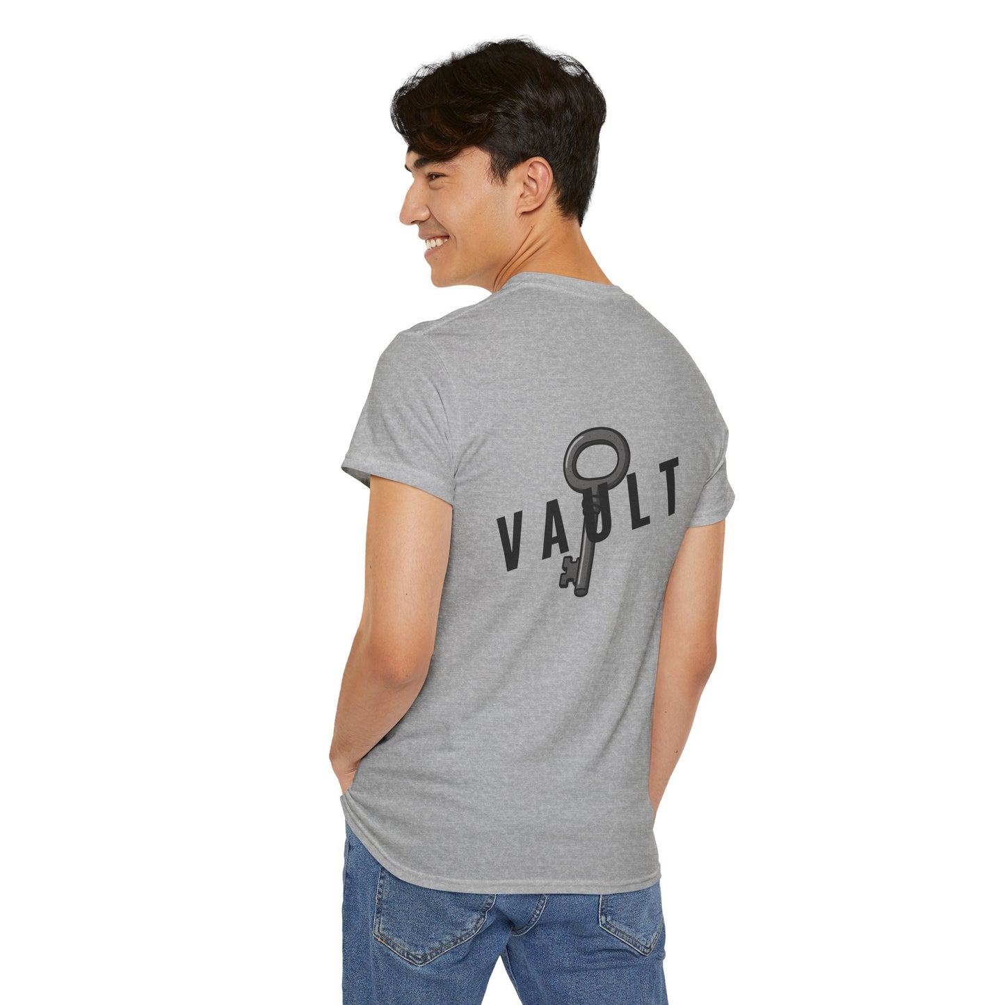 VAULT T-Shirt mit Schlüssel-Design (Rückenprint) – Unisex Heavy Cotton Tee | Nachhaltige Streetwear aus 100% Baumwolle