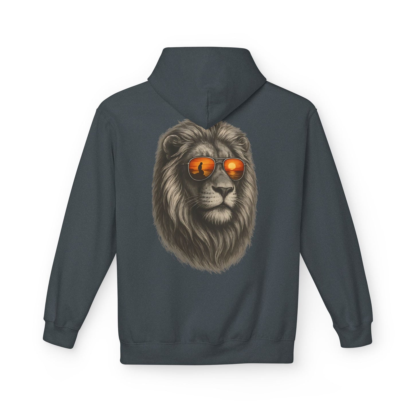 Löwen Hoodie Unisex (Rückenprint) – Stylischer Kapuzenpullover mit Sonnenbrillen-Löwe | Tiermotiv Streetwear für Damen & Herren