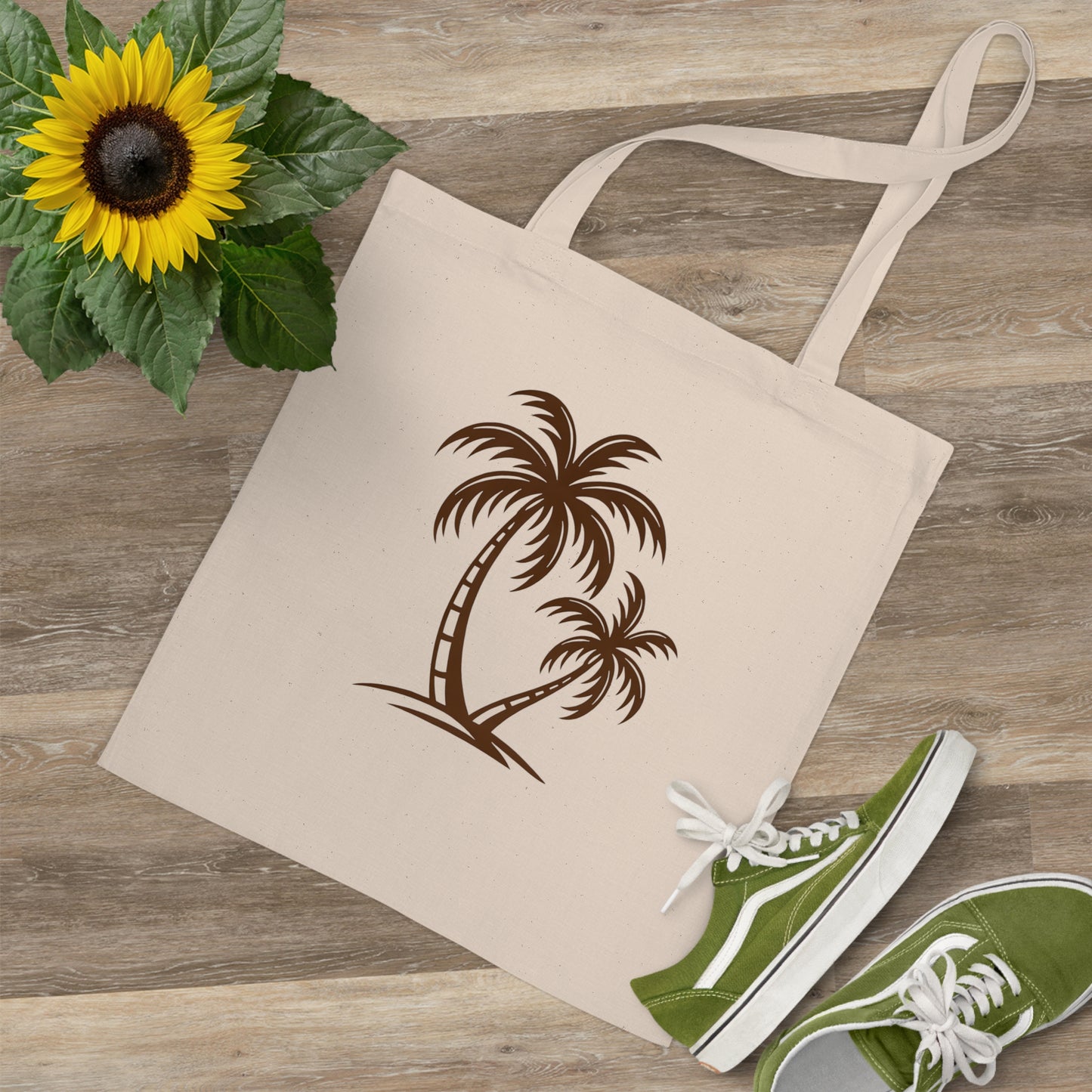 Palmen Jutebeutel – Nachhaltige Stofftasche mit tropischem Strandmotiv | Boho Shopper für Damen & Herren