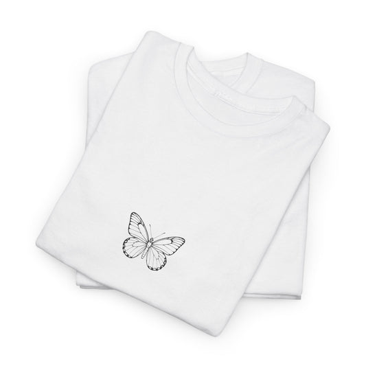 Schmetterling T-Shirt (Brustprint) – Stylisches Linienkunst-Design | Natur & Freiheit | Unisex Baumwolle