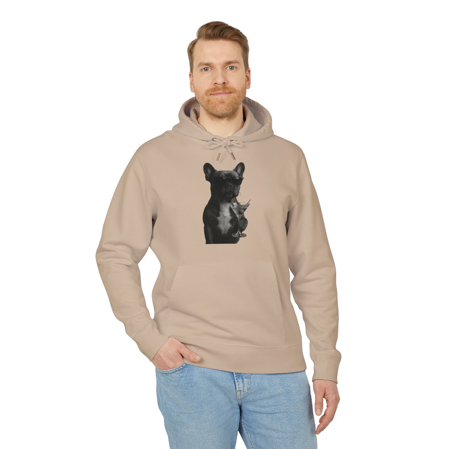 French Bulldog Hoodie (Brustprint) – Lustiger Kapuzenpullover mit Hund & Sonnenbrille – Unisex Streetwear mit Tiermotiv