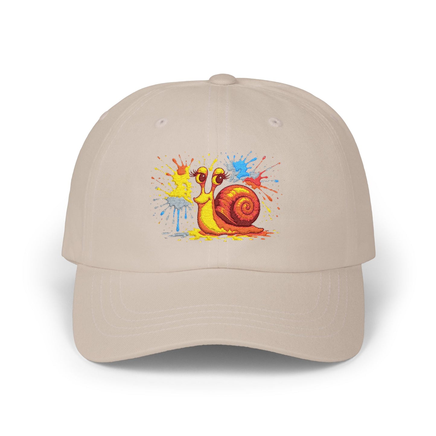 Schnecken Cap – Lustige Unisex Kappe mit buntem Farbklecks-Motiv für Alltag, Festivals & Streetwear
