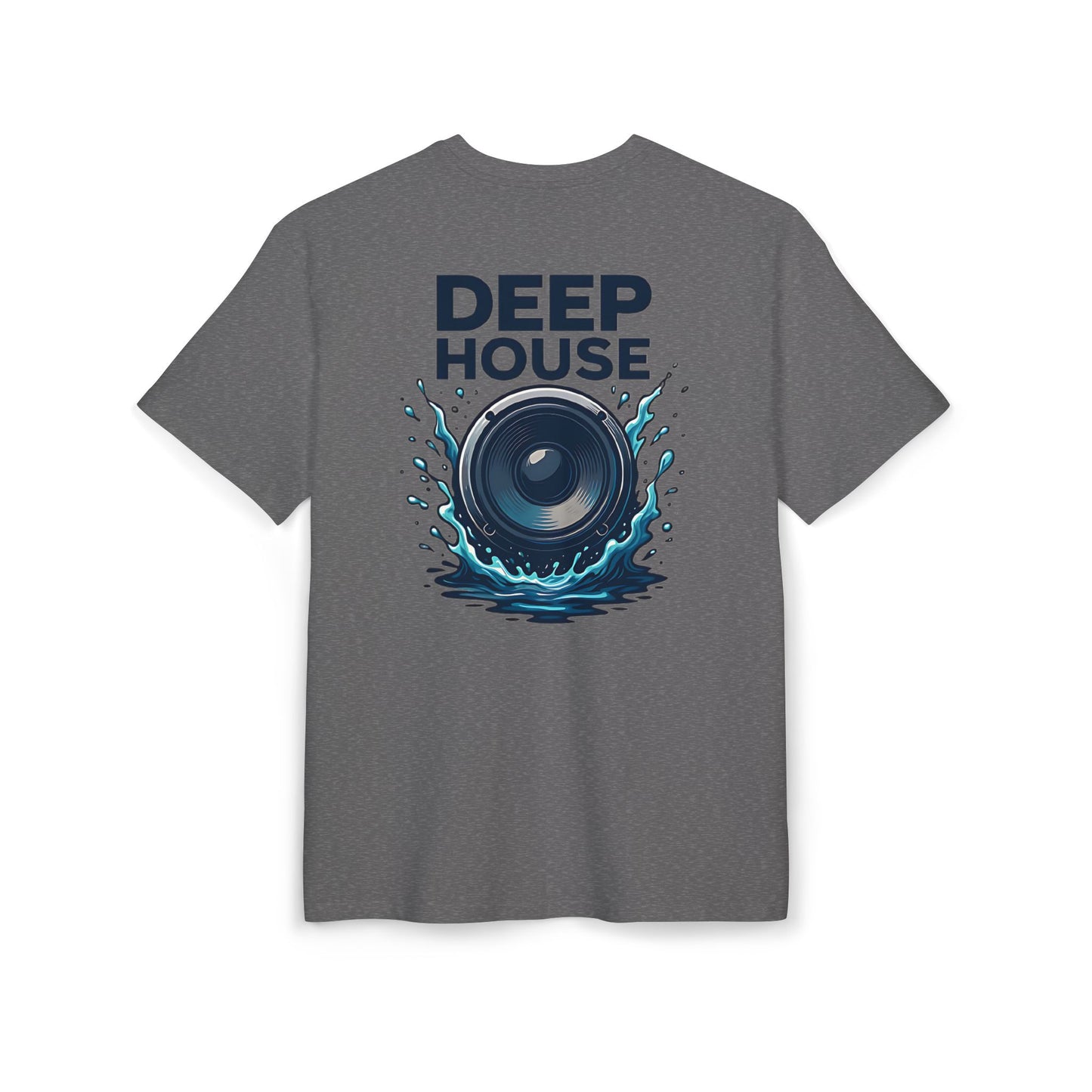 Deep House T-Shirt (Rückenprint) – Stylisches EDM Shirt mit Lautsprecher & Wasser Splash Motiv – Unisex Festival & Clubwear