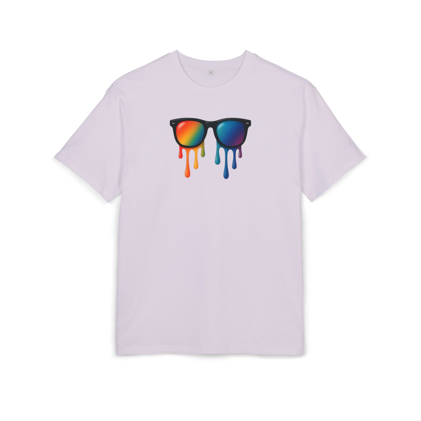 Melting Rainbow Shades T-Shirt (Brustprint) – Stylisches Unisex Shirt mit bunter Sonnenbrille & Farbverlauf | Cooles Sommer & Festival Design