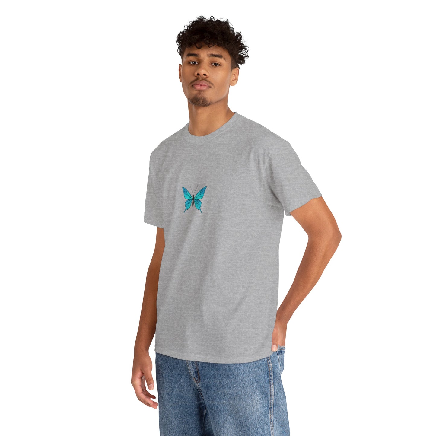Blauer Schmetterling T-Shirt Unisex (Brustprint) – Farbintensives Butterfly Design | Natur-inspiriertes Shirt aus Baumwolle
