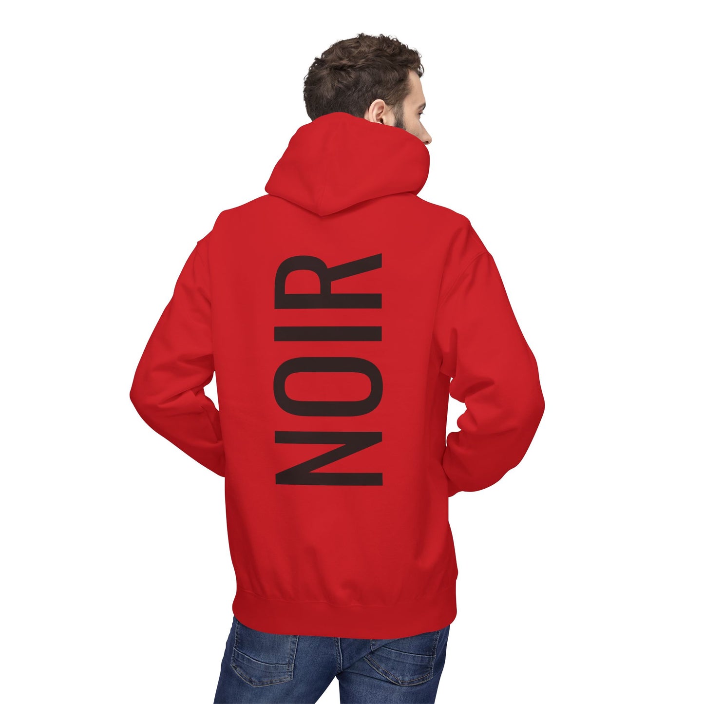 NOIR Hoodie Unisex (Rückenprint) – Nachhaltiger Midweight Fleece Kapuzenpullover mit Kängurutasche, Fair & OEKO-TEX zertifiziert