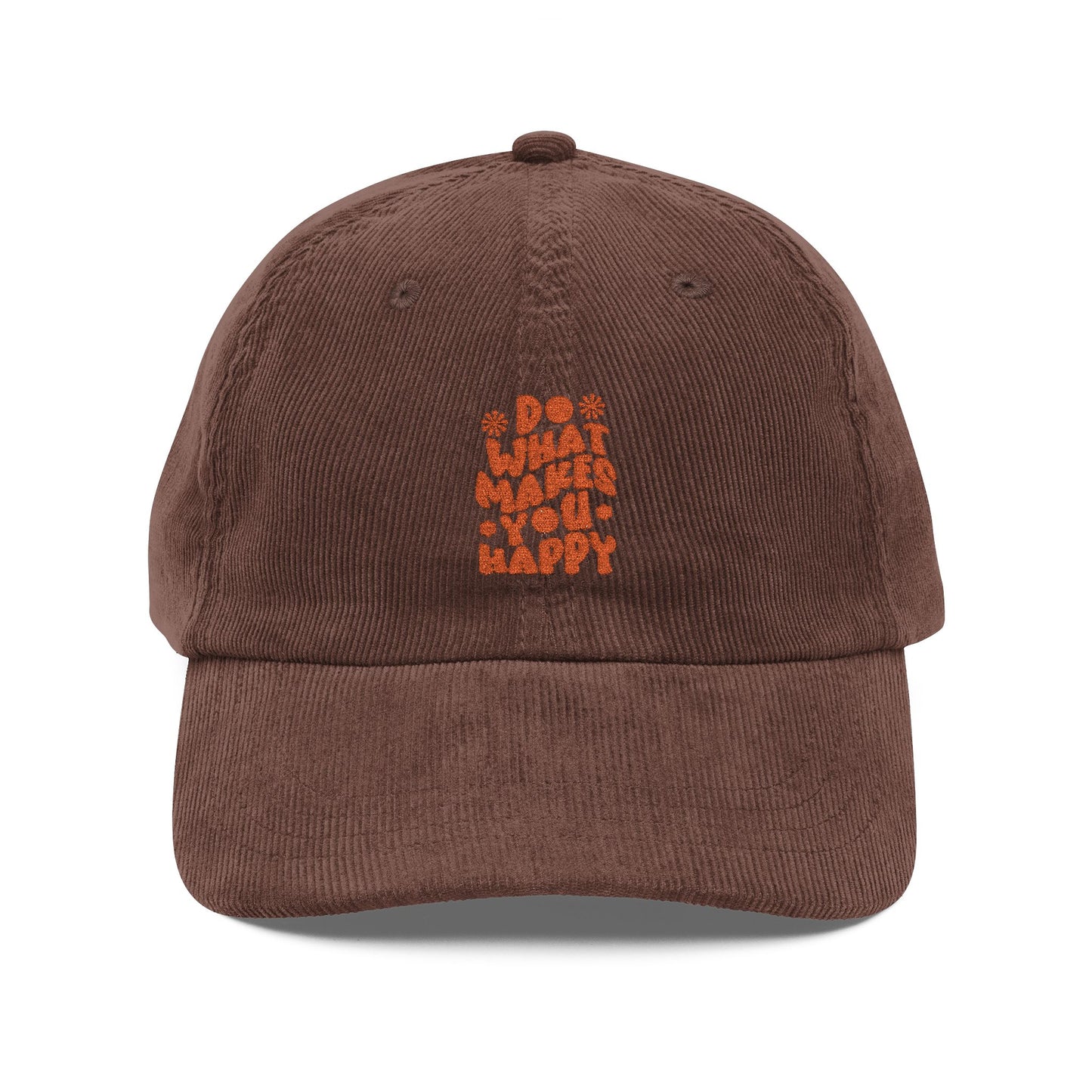 Do What Makes You Happy Cord Cap – Retro Cord Basecap mit Stickerei - Good Vibes, Gift for Friends, Relaxed Fashion