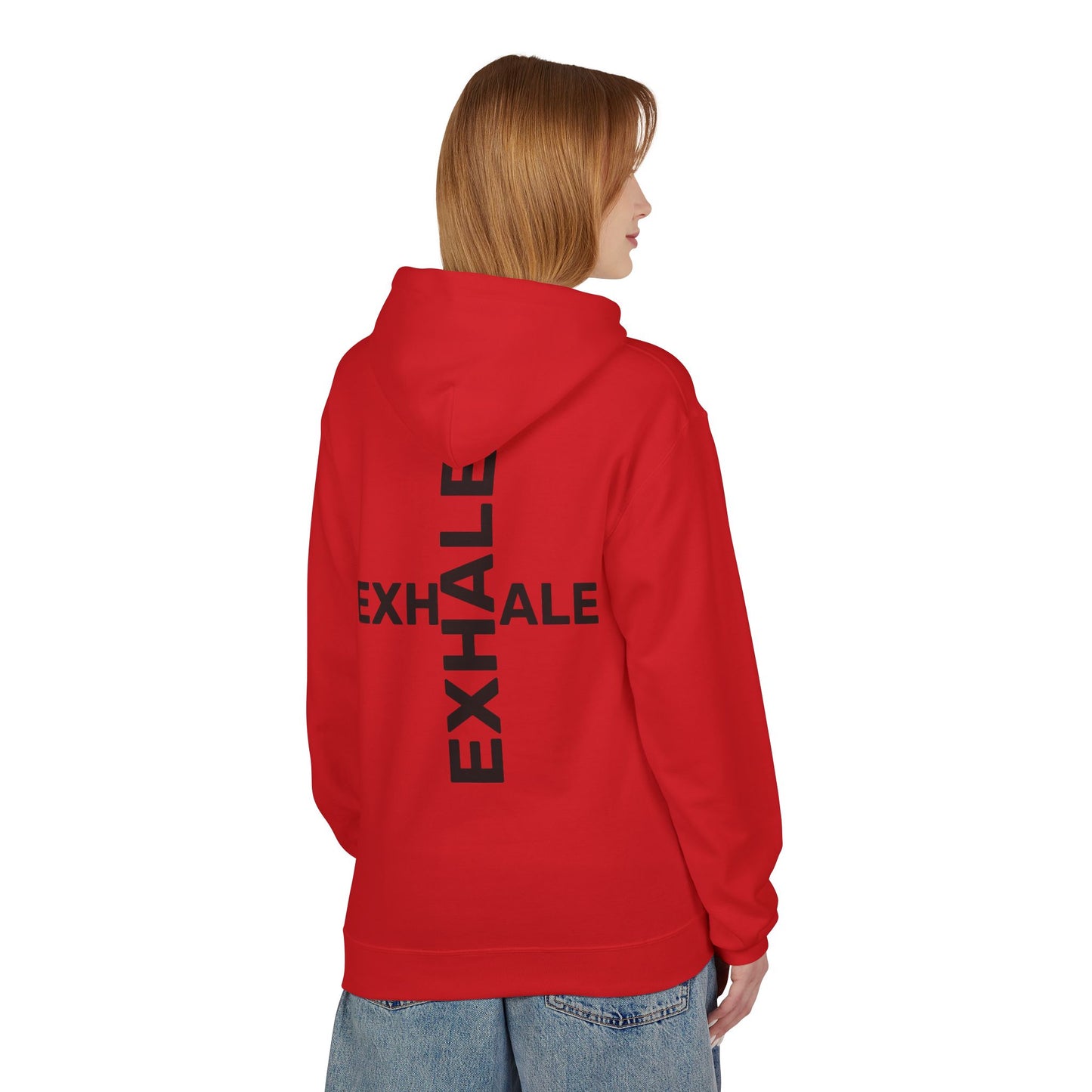 EXHALE Hoodie – Unisex Fleece Kapuzenpullover | Nachhaltige Streetwear mit Achtsamkeits-Statement
