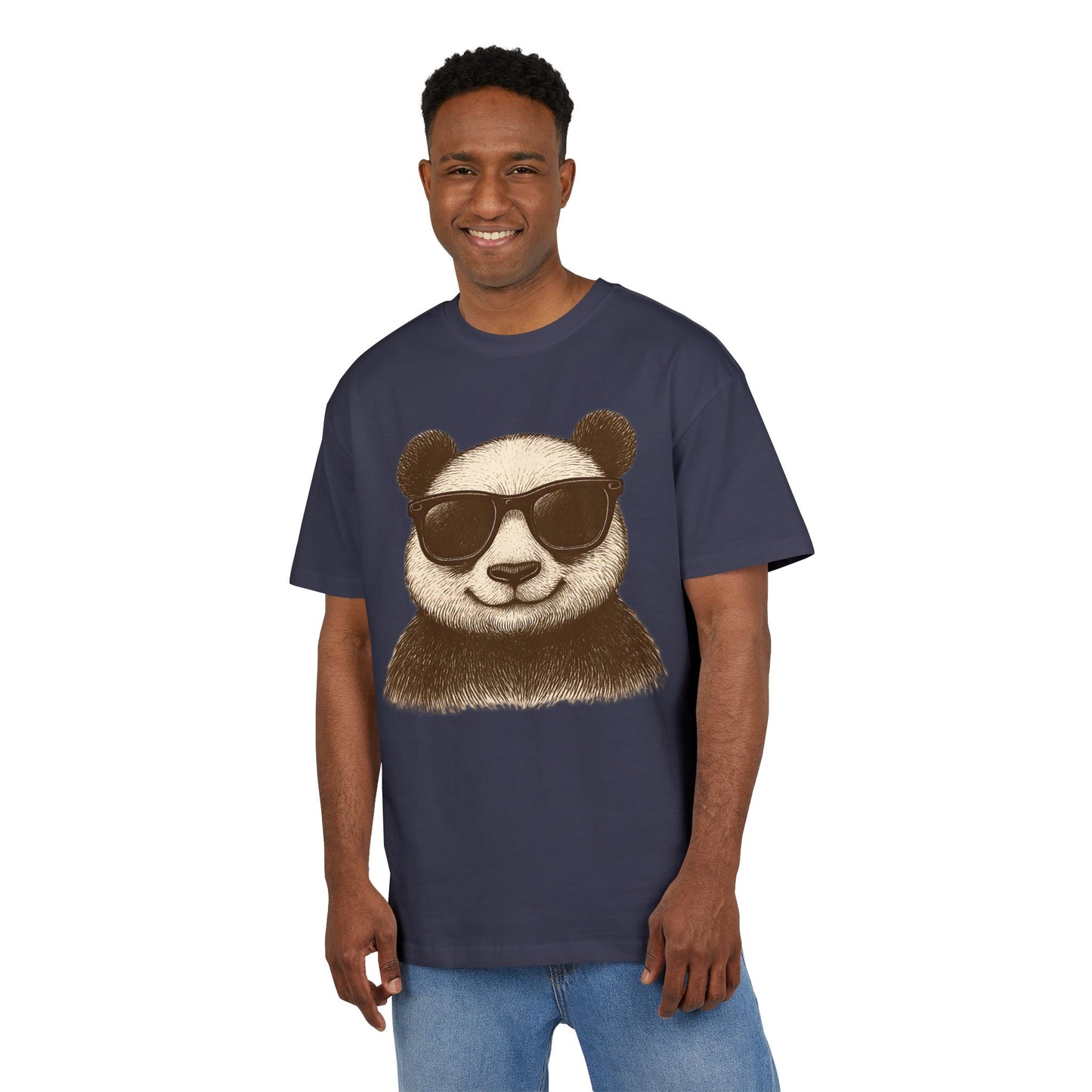 Cooler Panda T-Shirt (Brustprint) – Stylisches Unisex Shirt mit Sonnenbrillen-Motiv im Retro Look