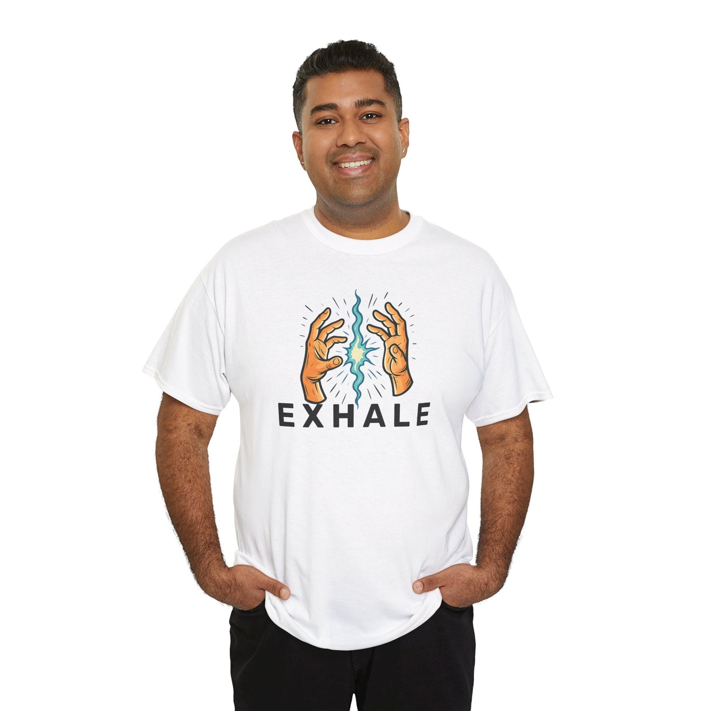EXHALE T-Shirt (Brustprint) – Unisex Heavy Cotton Tee | Nachhaltige Streetwear mit Statement-Design