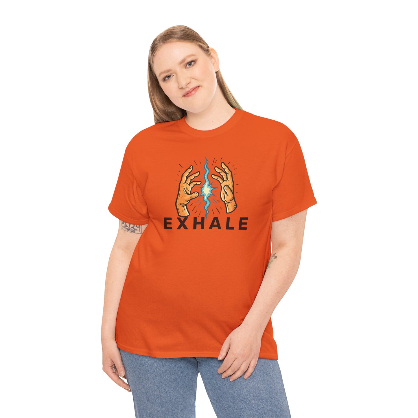 EXHALE T-Shirt (Brustprint) – Unisex Heavy Cotton Tee | Nachhaltige Streetwear mit Statement-Design