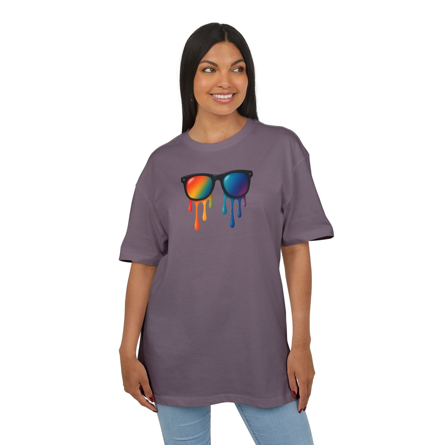 Melting Rainbow Shades T-Shirt (Brustprint) – Stylisches Unisex Shirt mit bunter Sonnenbrille & Farbverlauf | Cooles Sommer & Festival Design