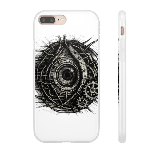 Biomechanisches Auge Handyhülle – Futuristisches Cyberpunk Design mit Zahnrädern & Kabeln | Schutzhülle für iPhone & Android