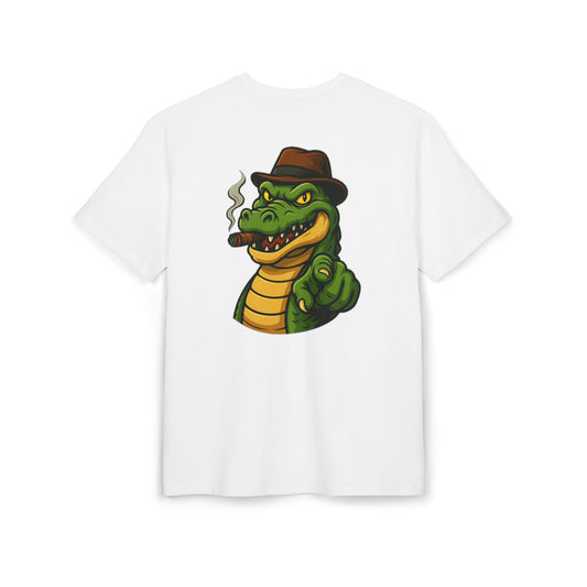 Gangster Alligator T-Shirt (Rückenprint) – Cooles Unisex Shirt mit Zigarren-Krokodil im Retro Comic Style