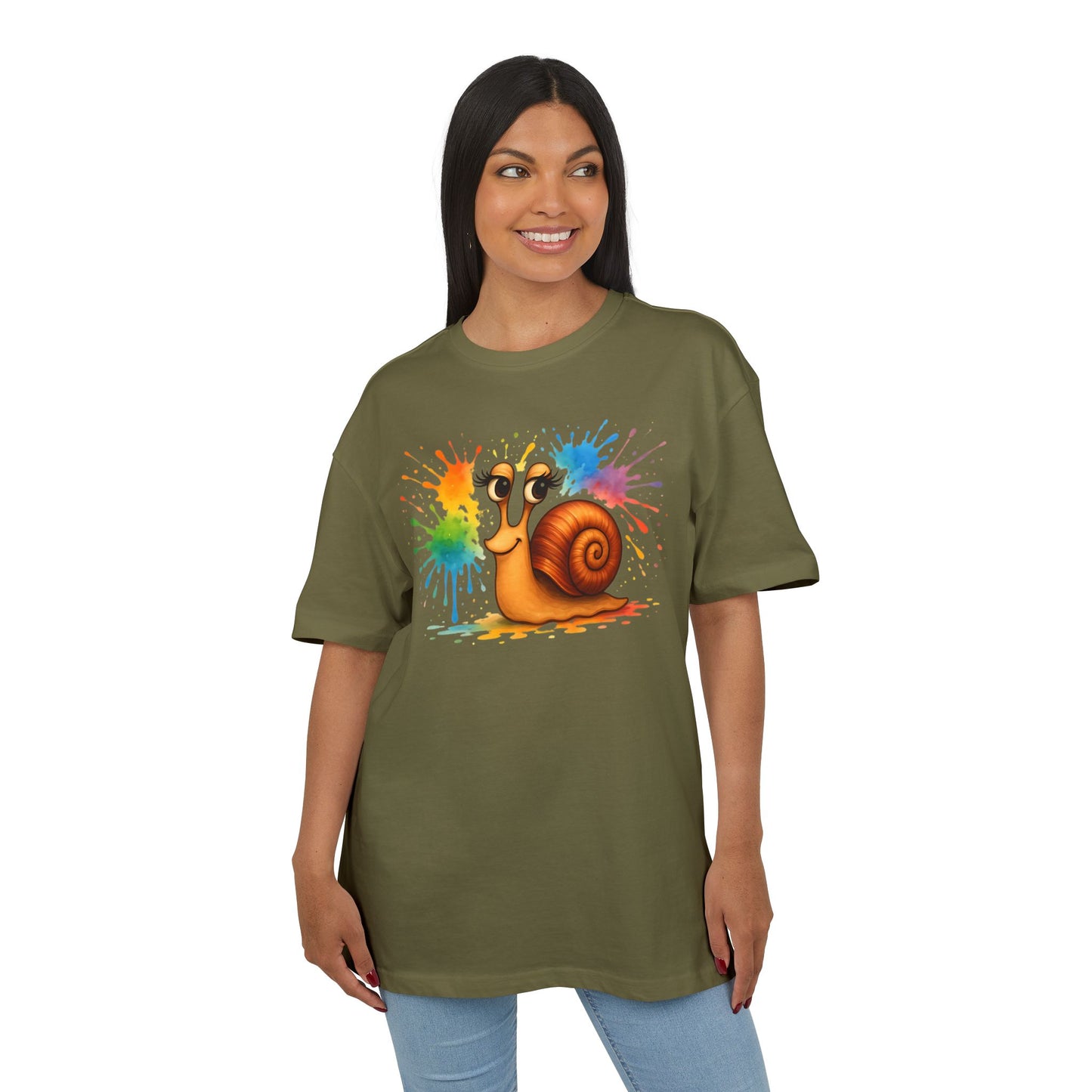 Bunte Schnecke T-Shirt (Brustprint) – Lustiges Unisex Shirt mit Farbklecks-Design für Tierfreunde & Kreative