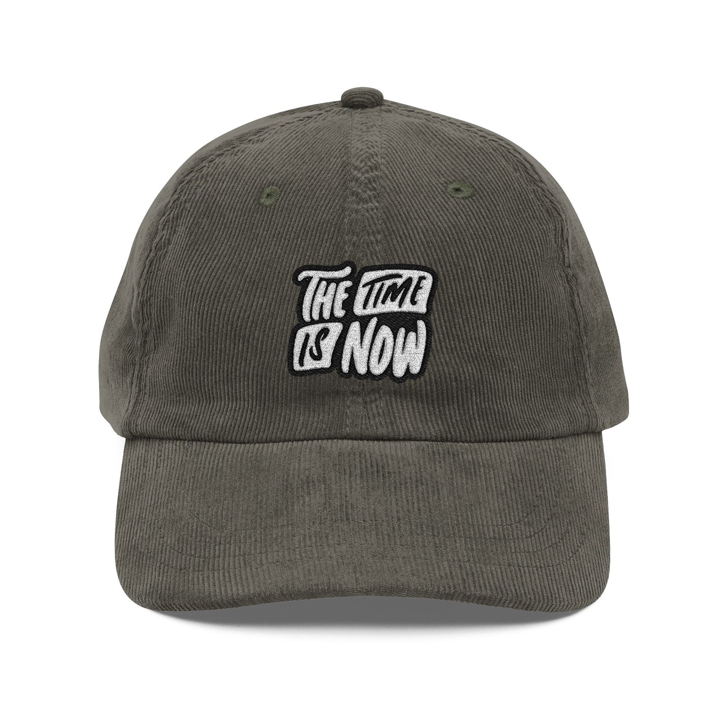 The Time is Now Cord Cap – Retro Cord Basecap mit Stickerei - Good Vibes, Gift for Friends, Relaxed Fashion