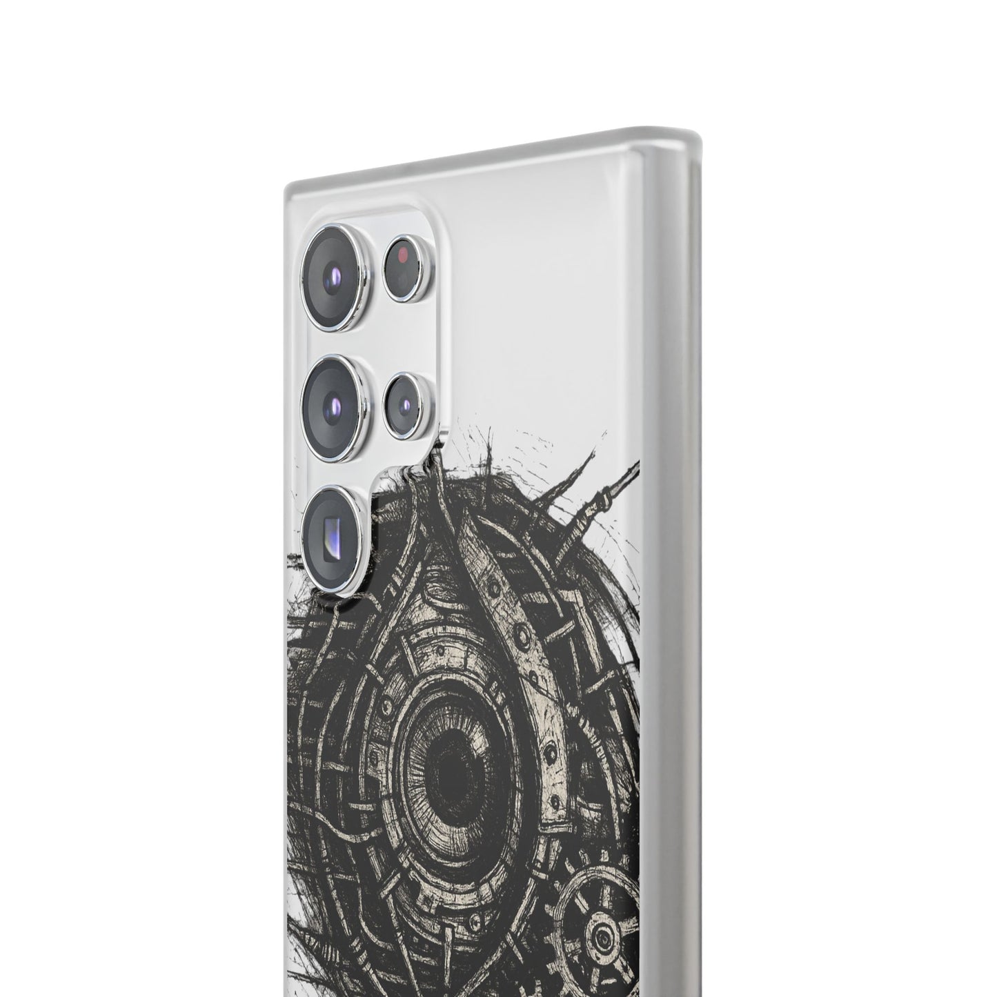 Biomechanisches Auge Handyhülle – Futuristisches Cyberpunk Design mit Zahnrädern & Kabeln | Schutzhülle für iPhone & Android