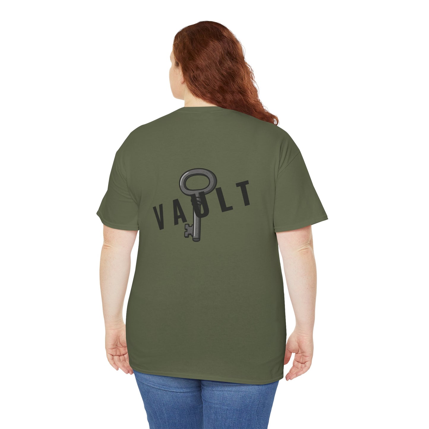 VAULT T-Shirt mit Schlüssel-Design (Rückenprint) – Unisex Heavy Cotton Tee | Nachhaltige Streetwear aus 100% Baumwolle