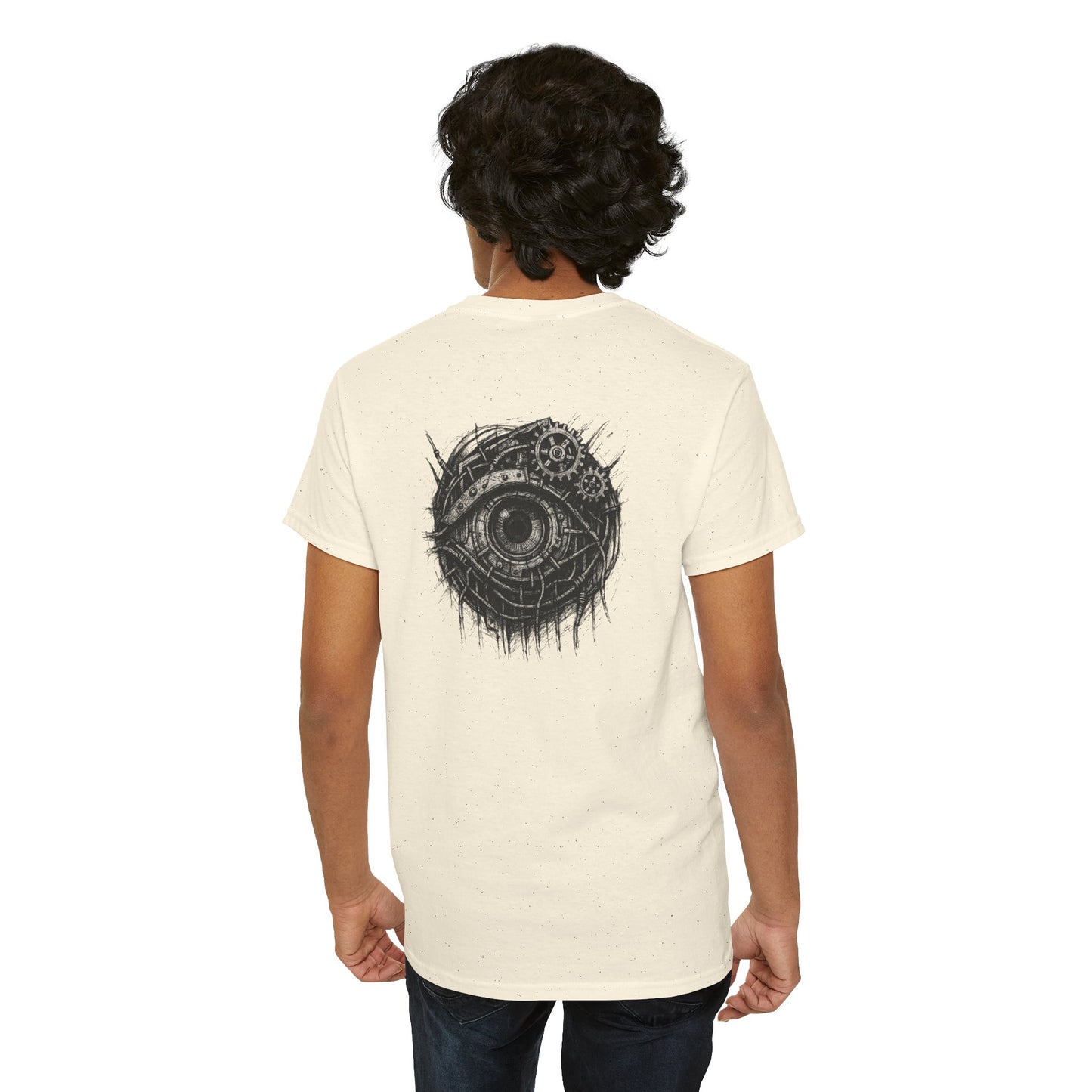 Biomechanisches Auge T-Shirt Unisex – Cyberpunk Zahnräder & Drähte Design | Futuristisches Cyborg Shirt für Sci-Fi & Gothic Fans