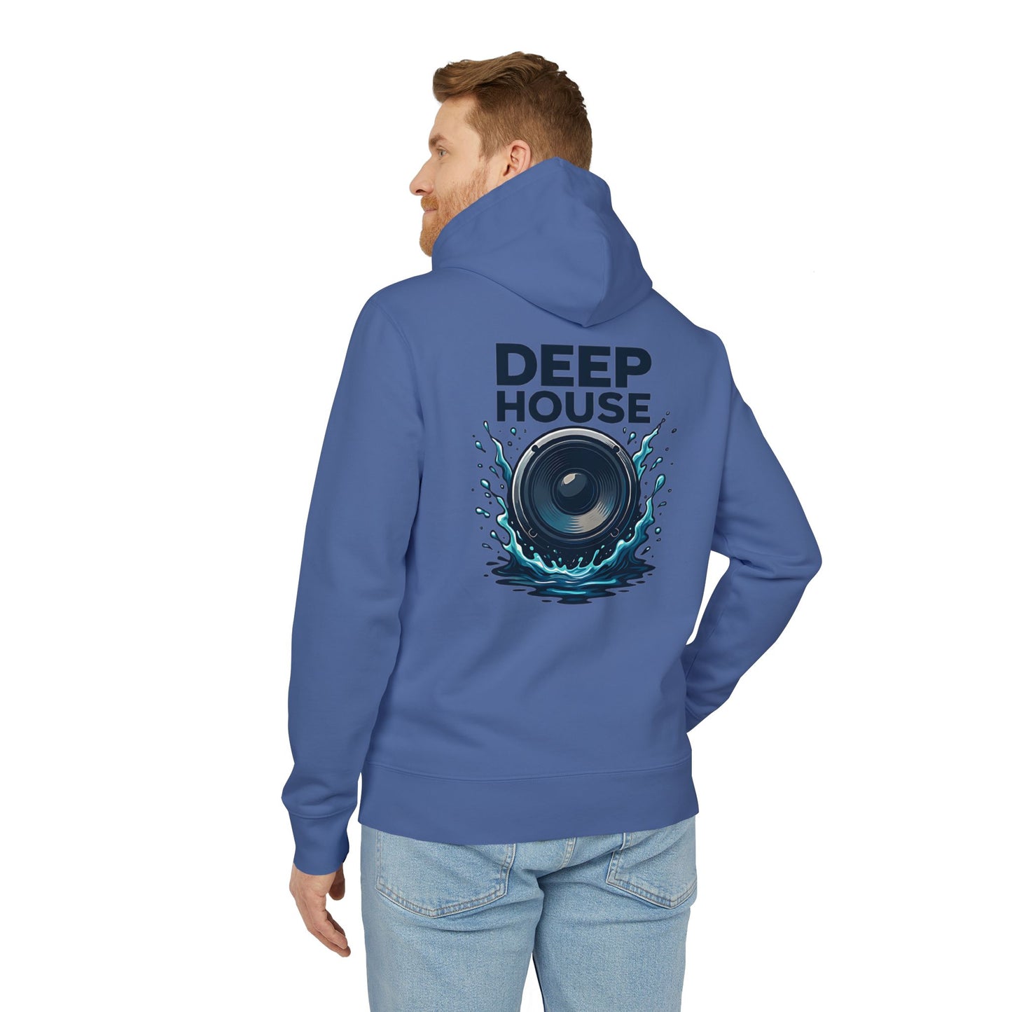 Deep House Hoodie (Rückenprint) – Stylischer Musik Hoodie mit Lautsprecher & Wasser Splash Design – Unisex EDM & Festival Streetwear