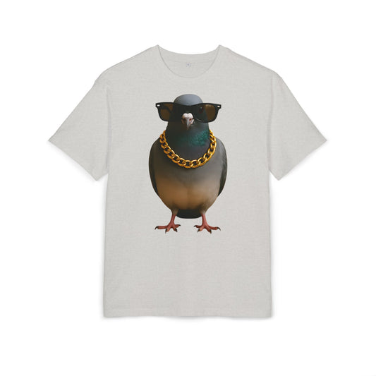 Streetstyle Taube T-Shirt (Brustprint) – Cooles Pigeon Design mit Sonnenbrille & Goldkette für Urban Vibes