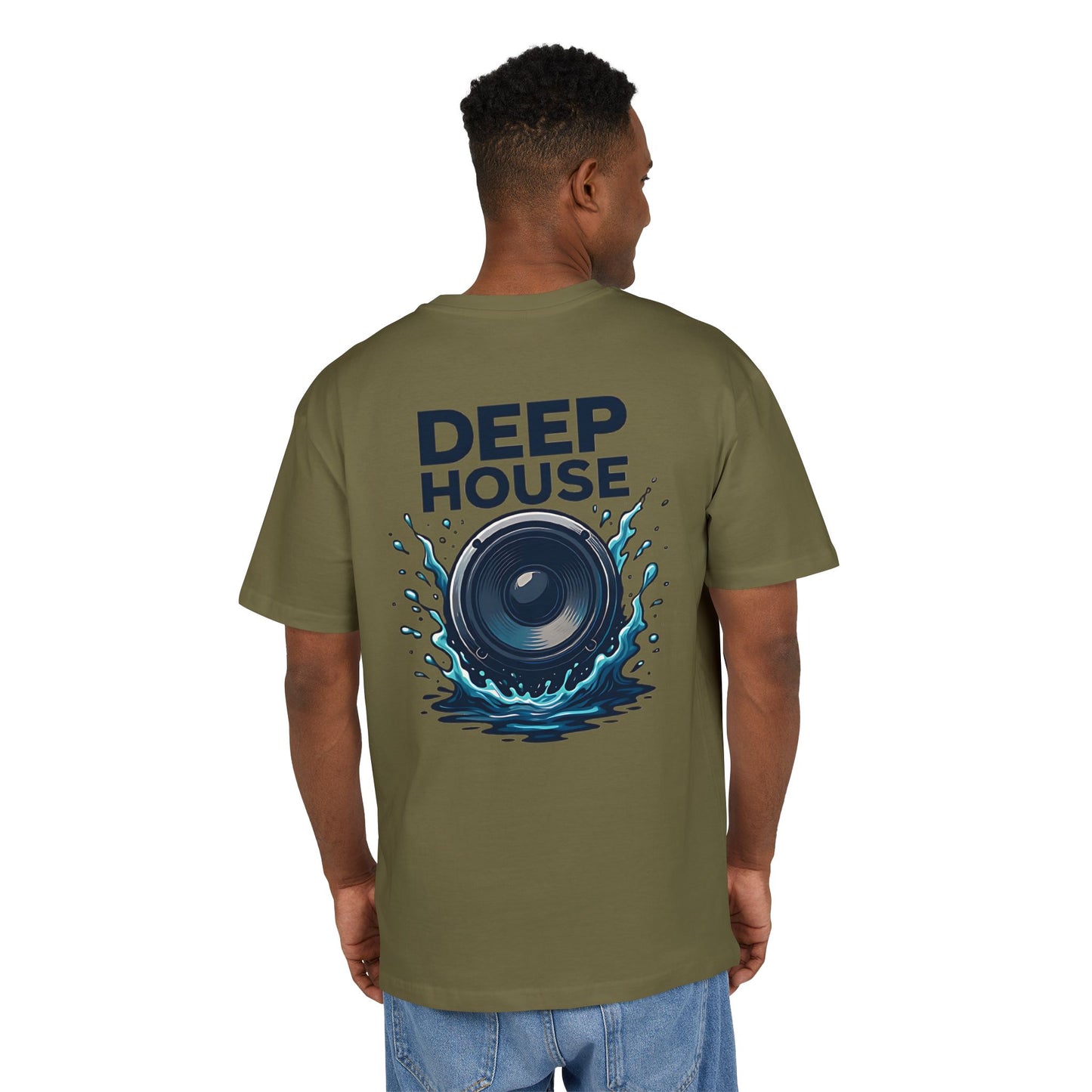 Deep House T-Shirt (Rückenprint) – Stylisches EDM Shirt mit Lautsprecher & Wasser Splash Motiv – Unisex Festival & Clubwear
