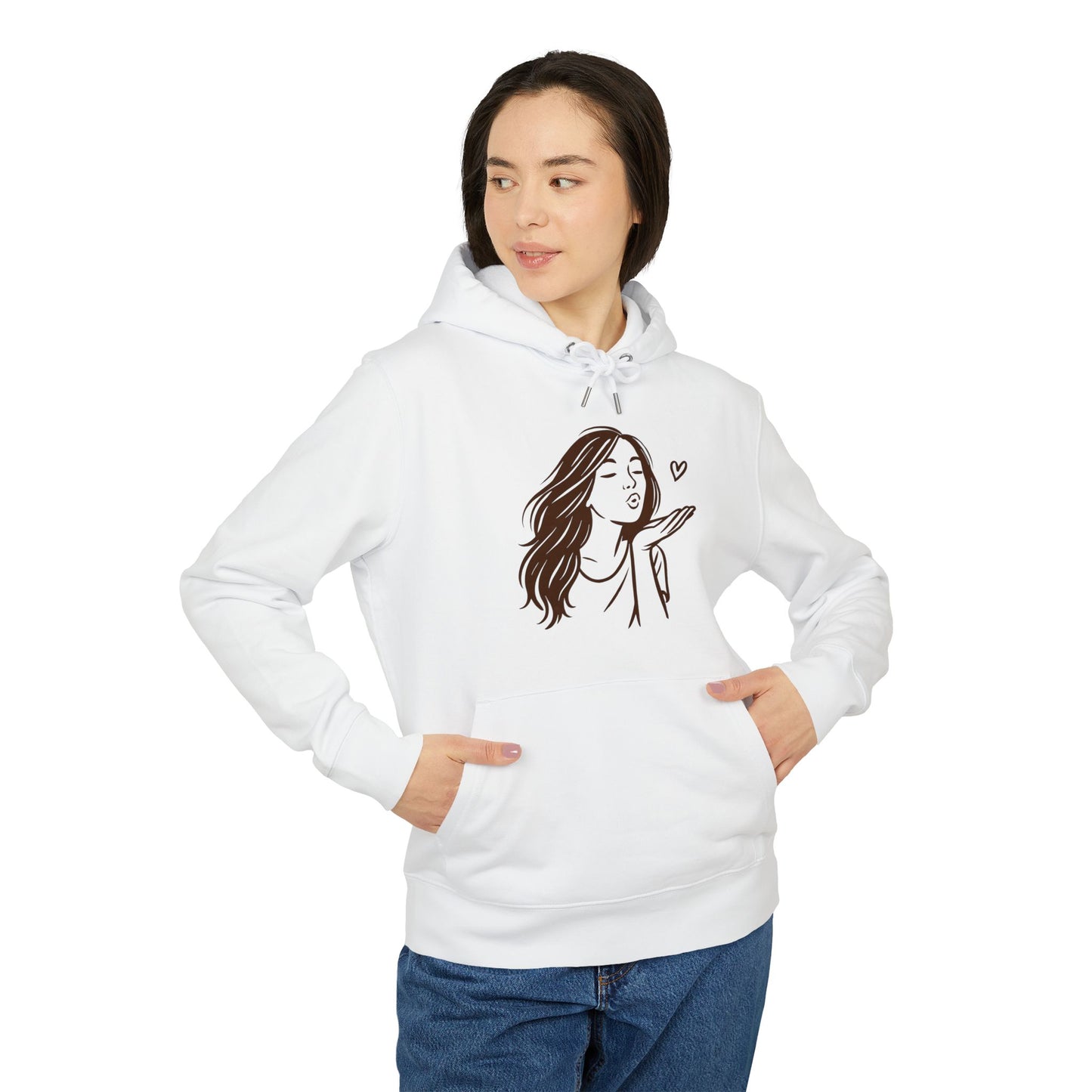 Kusshand Hoodie Unisex (Brustprint) – Romantischer Love Hoodie mit Herz Motiv, Stylisches Geschenk für Valentinstag & Paare