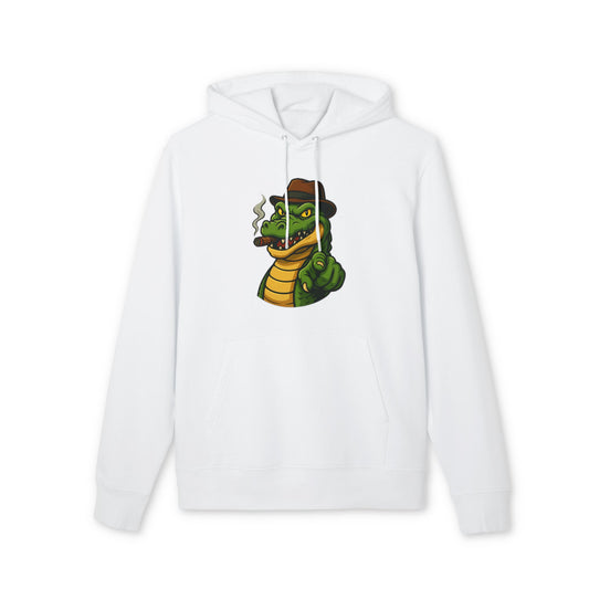 Gangster Alligator Hoodie (Brustprint) – Cooler Unisex Kapuzenpullover mit Krokodil, Zigarre & Hut im Comic Style