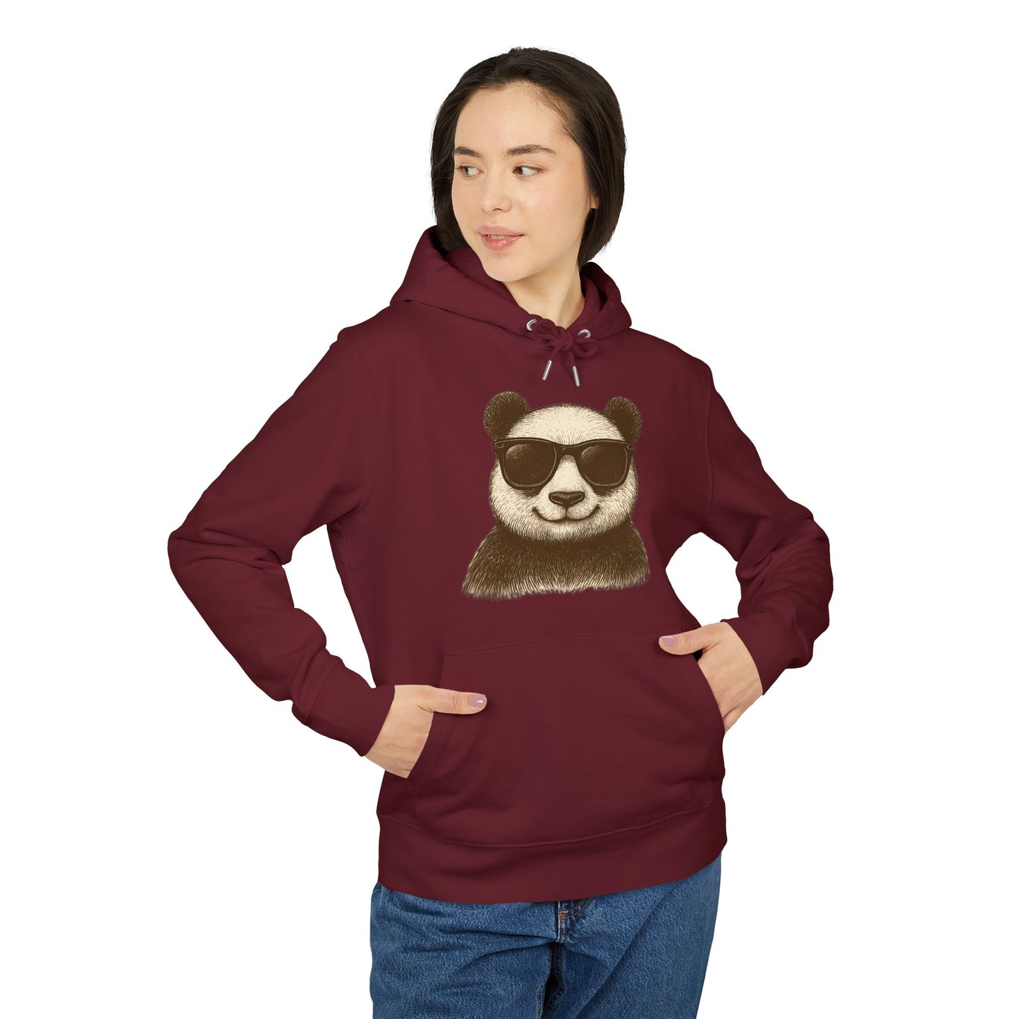 Panda Hoodie mit Sonnenbrille (Brustprint) – Cooler Unisex Kapuzenpullover im Oversize Streetwear Look