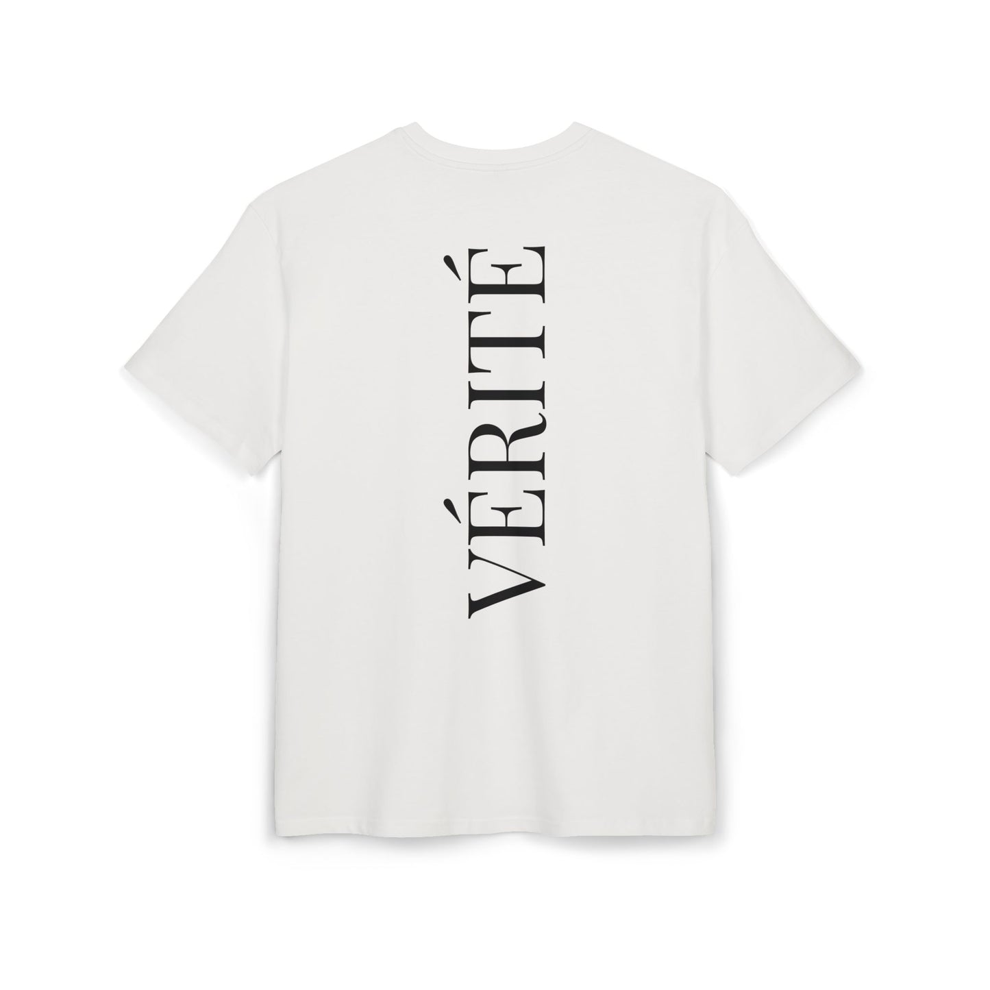 Stylisches T-Shirt mit Aufschrift ‘Vérité’ (Rückenprint) – Minimalistisches Design für Modebewusste