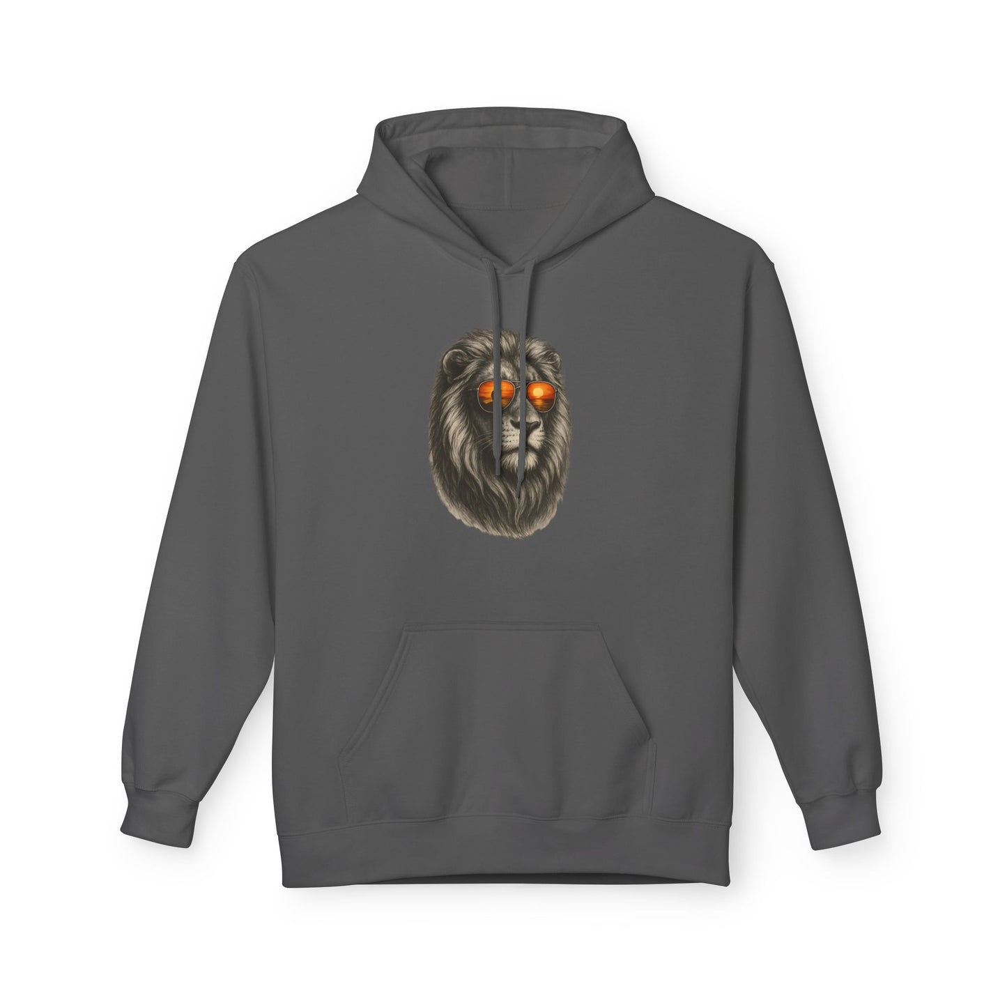 Löwen Hoodie Unisex (Brustprint) – Stylischer Kapuzenpullover mit Sonnenbrillen-Löwe | Tiermotiv Streetwear für Damen & Herren