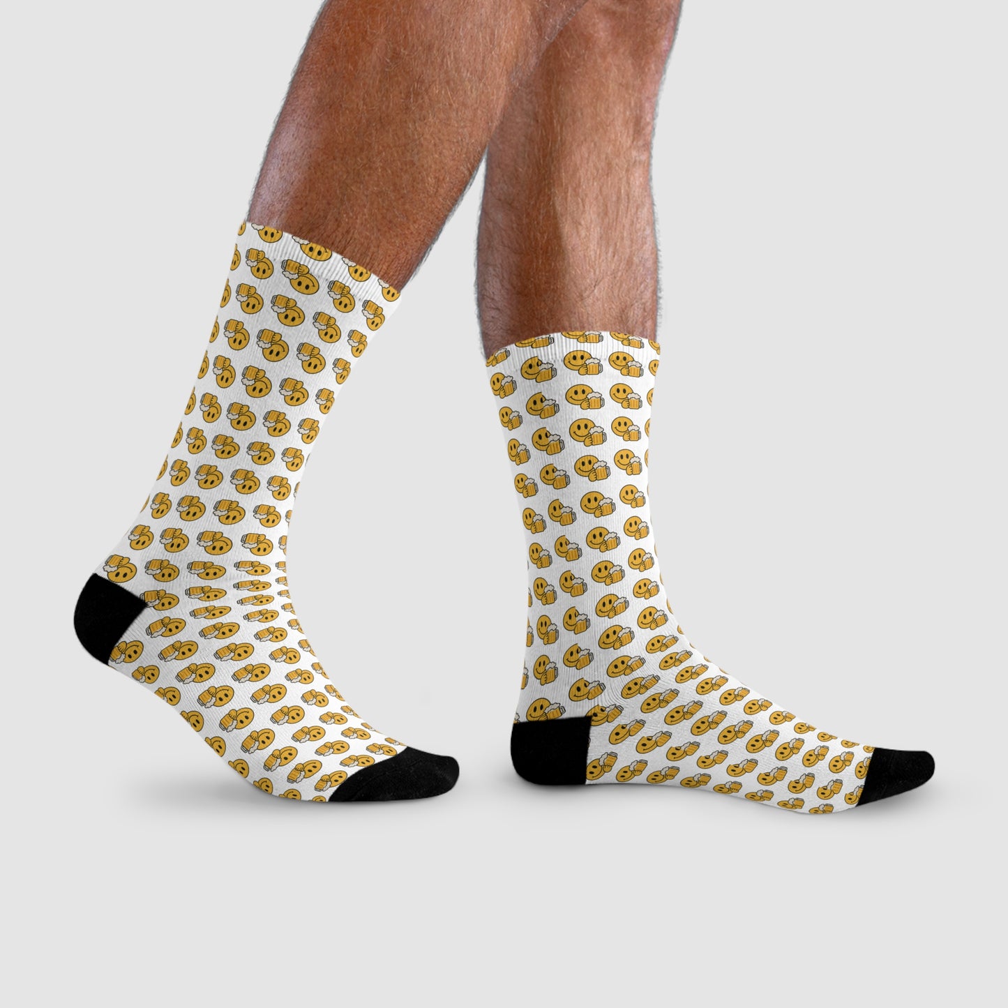 Bier Smiley Socken – Lustige Crew Socks für Männer & Frauen | Festival & Geschenkidee