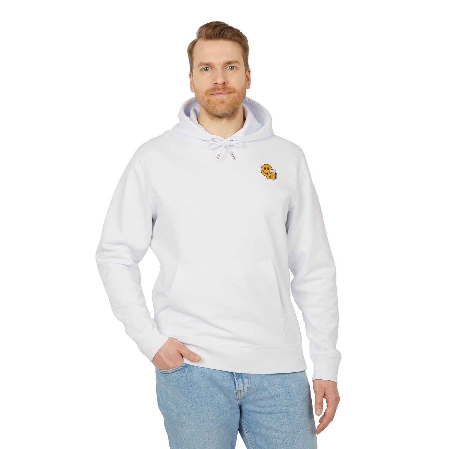 Bier Smiley Hoodie (Brustprint) – Witziger Kapuzenpullover für Männer & Frauen | Party Outfit