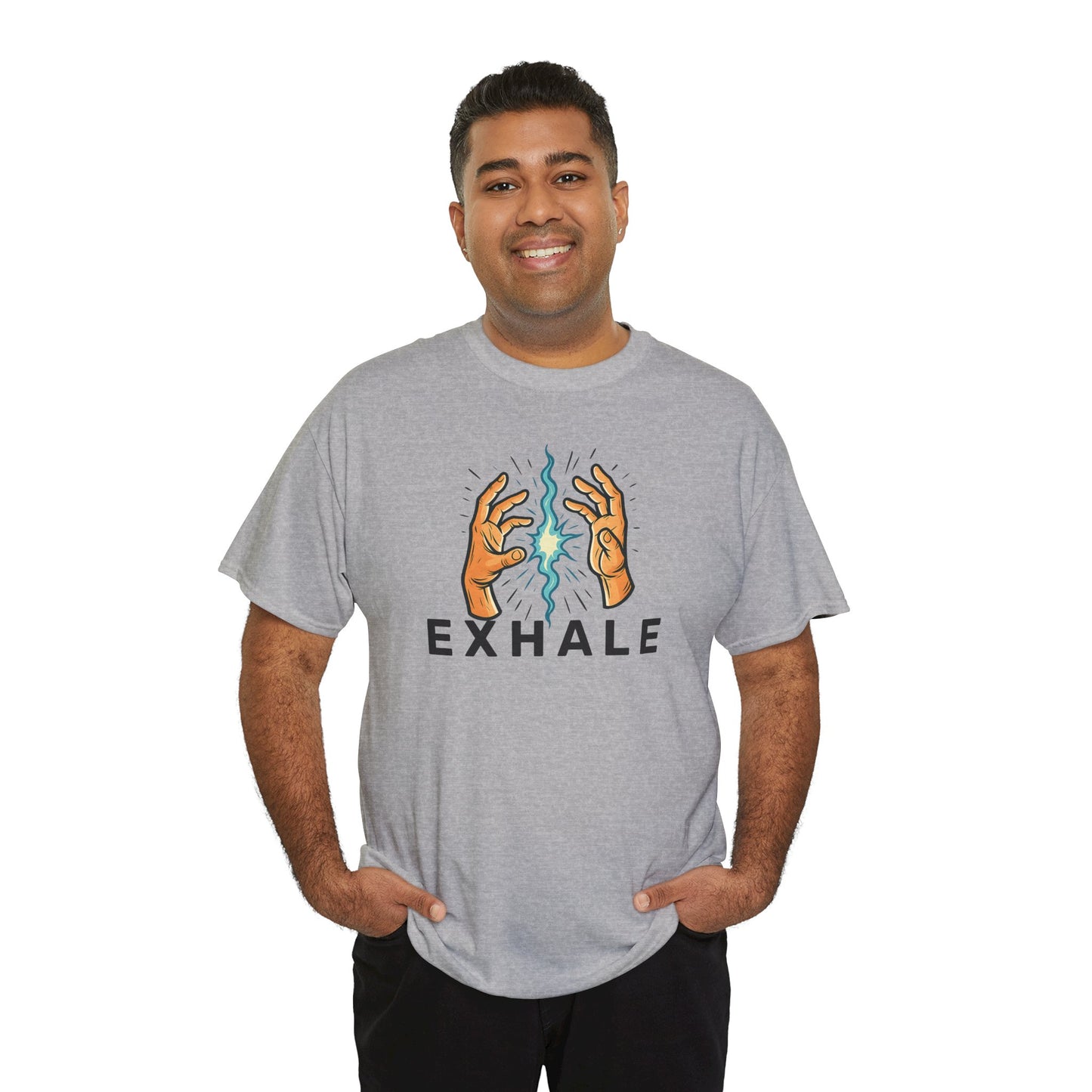 EXHALE T-Shirt (Brustprint) – Unisex Heavy Cotton Tee | Nachhaltige Streetwear mit Statement-Design