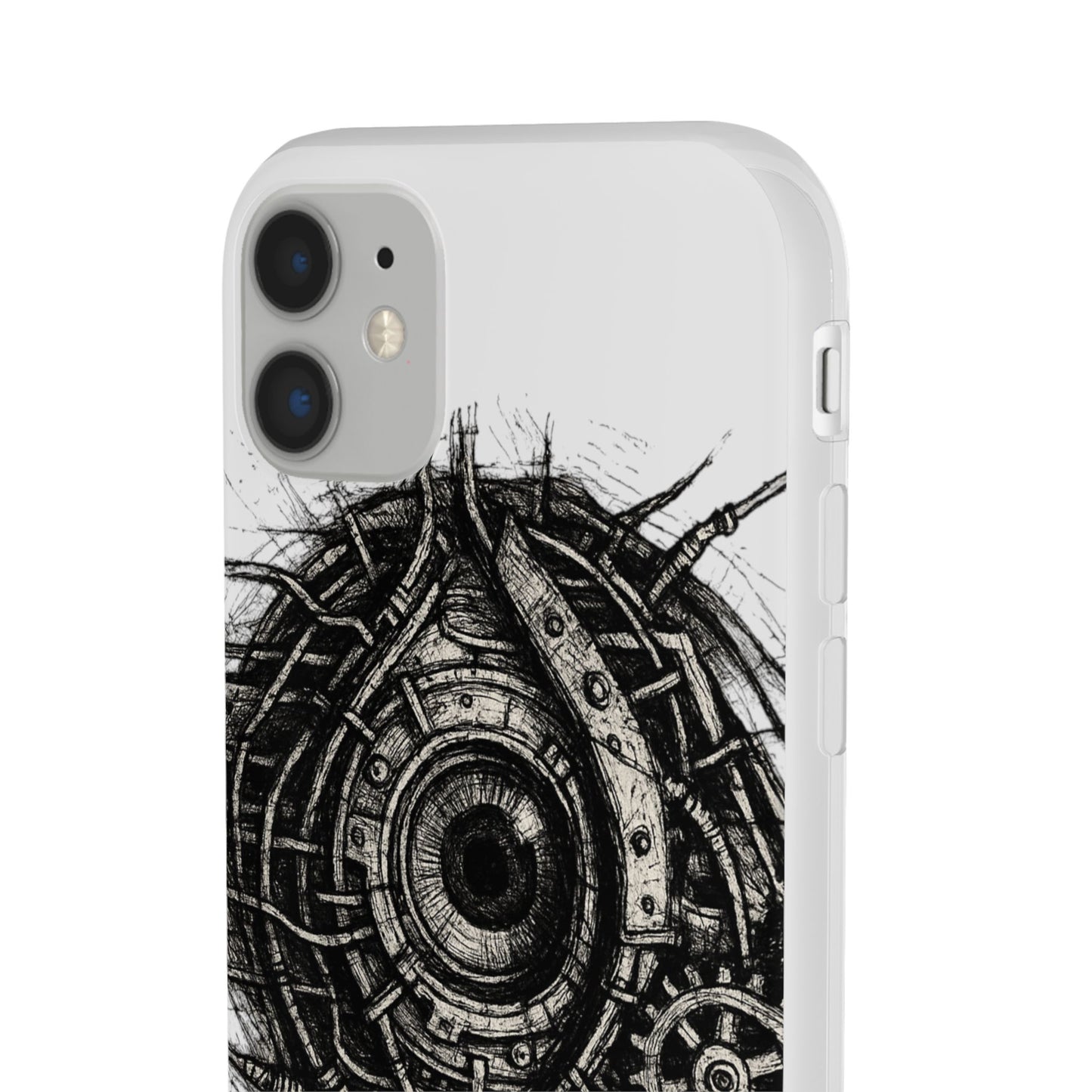 Biomechanisches Auge Handyhülle – Futuristisches Cyberpunk Design mit Zahnrädern & Kabeln | Schutzhülle für iPhone & Android