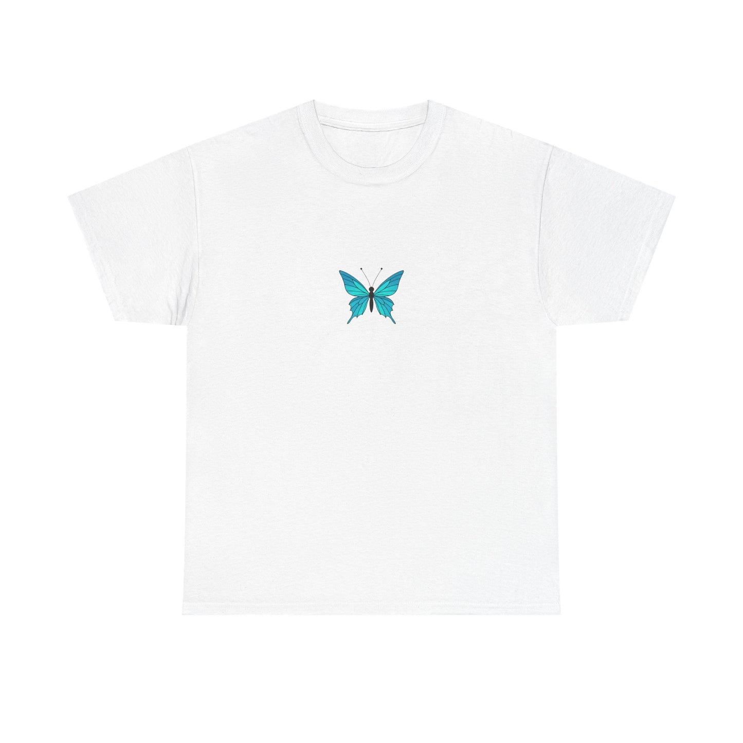 Blauer Schmetterling T-Shirt Unisex (Brustprint) – Farbintensives Butterfly Design | Natur-inspiriertes Shirt aus Baumwolle