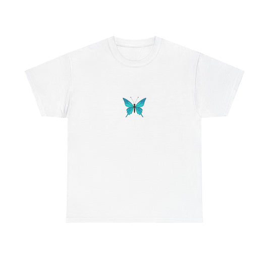 Blauer Schmetterling T-Shirt Unisex (Brustprint) – Farbintensives Butterfly Design | Natur-inspiriertes Shirt aus Baumwolle