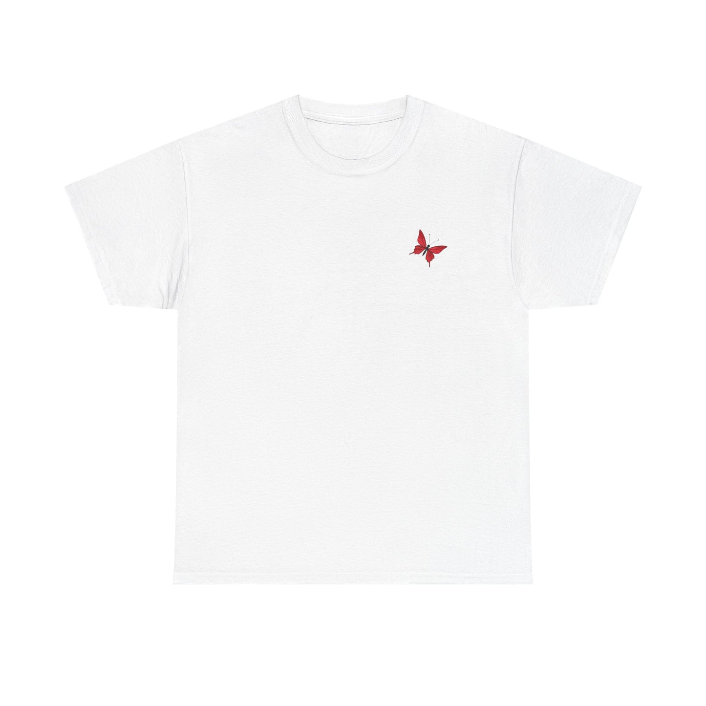 Roter Schmetterling T-Shirt Unisex – Ausdrucksstarkes Butterfly Design | Natur-inspiriertes Baumwollshirt für Damen & Herren