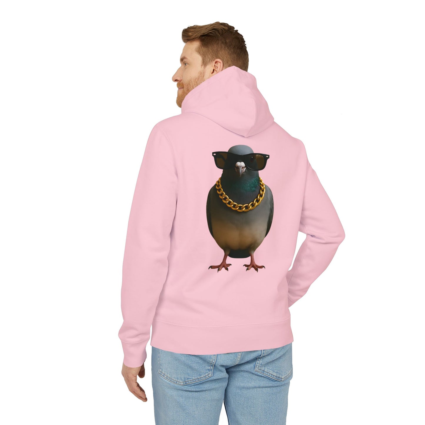 Gangster Taube Hoodie (Rückenprint) – Lustiger Streetstyle Kapuzenpullover mit Vogel Motiv – Oversize Unisex Hoodie für Herren & Damen