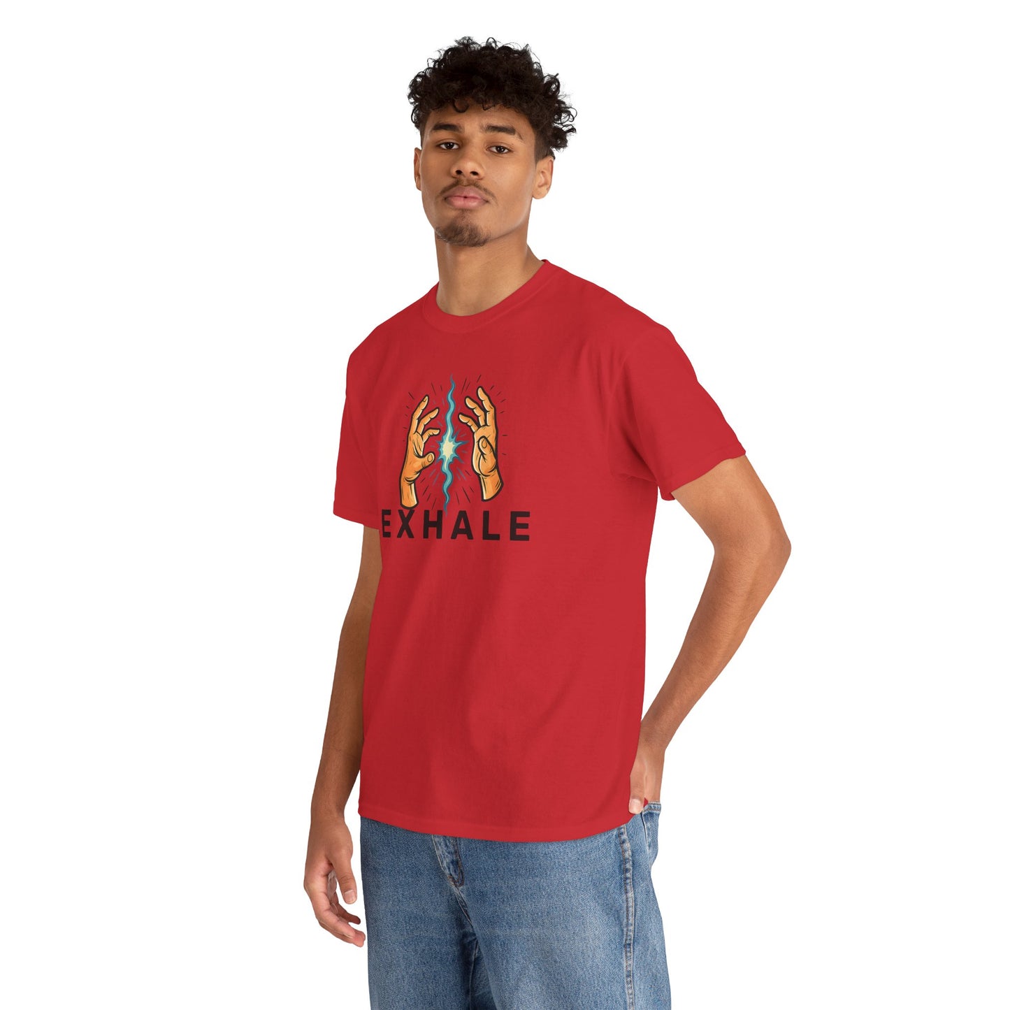 EXHALE T-Shirt (Brustprint) – Unisex Heavy Cotton Tee | Nachhaltige Streetwear mit Statement-Design