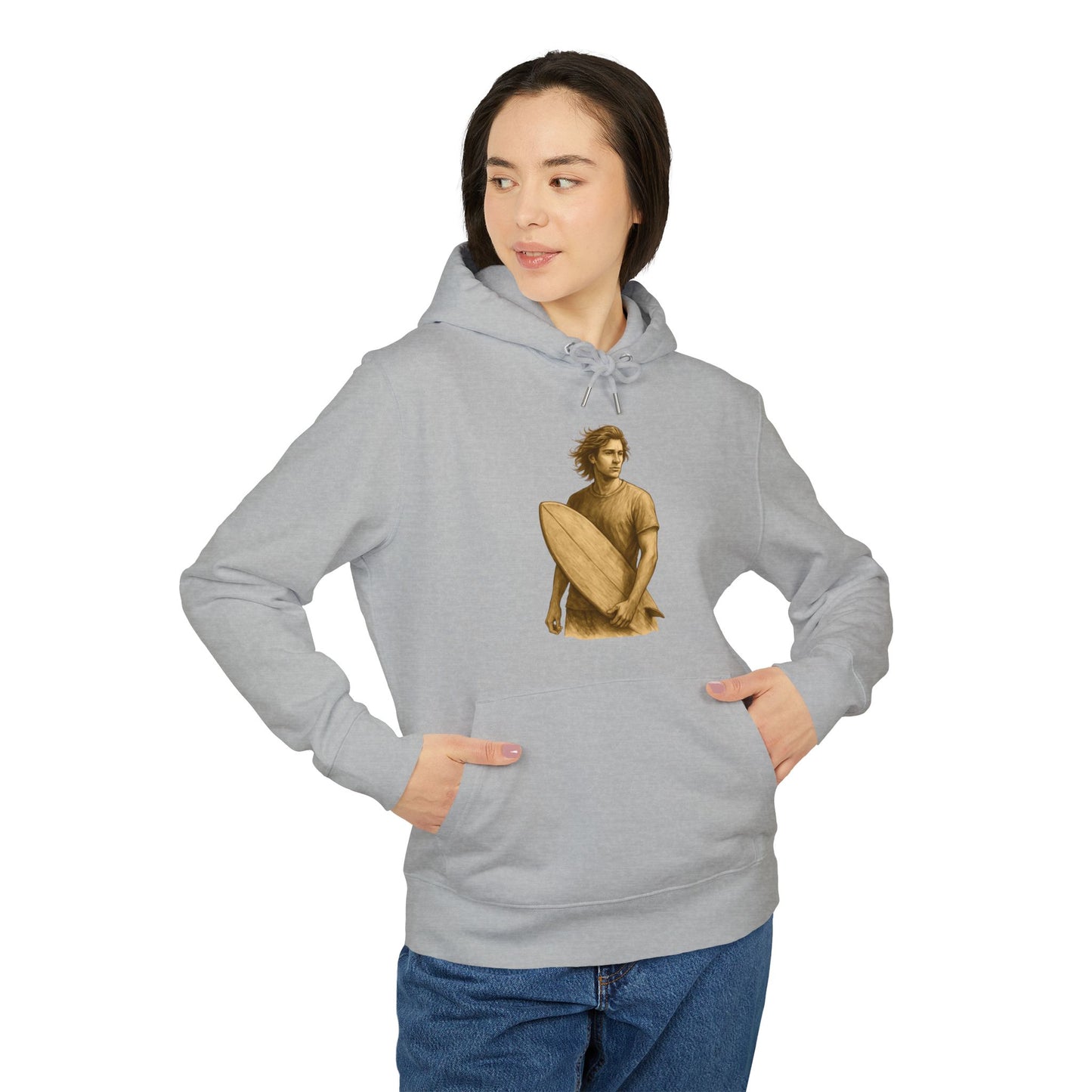 Surfer Hoodie Unisex (Brustprint) – Oversized Kapuzenpullover mit Surfer-Print | Retro Beach Style für Männer & Frauen