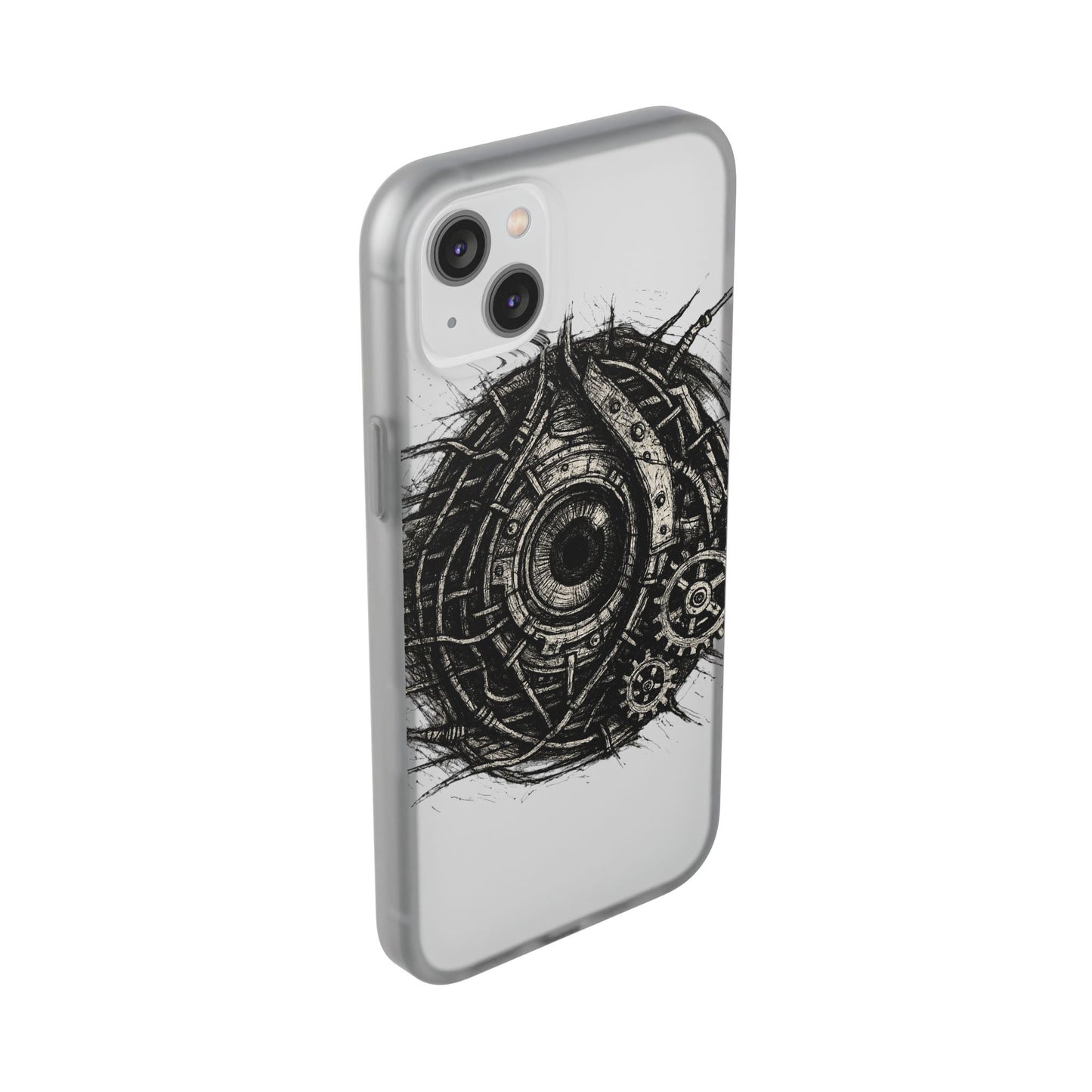 Biomechanisches Auge Handyhülle – Futuristisches Cyberpunk Design mit Zahnrädern & Kabeln | Schutzhülle für iPhone & Android
