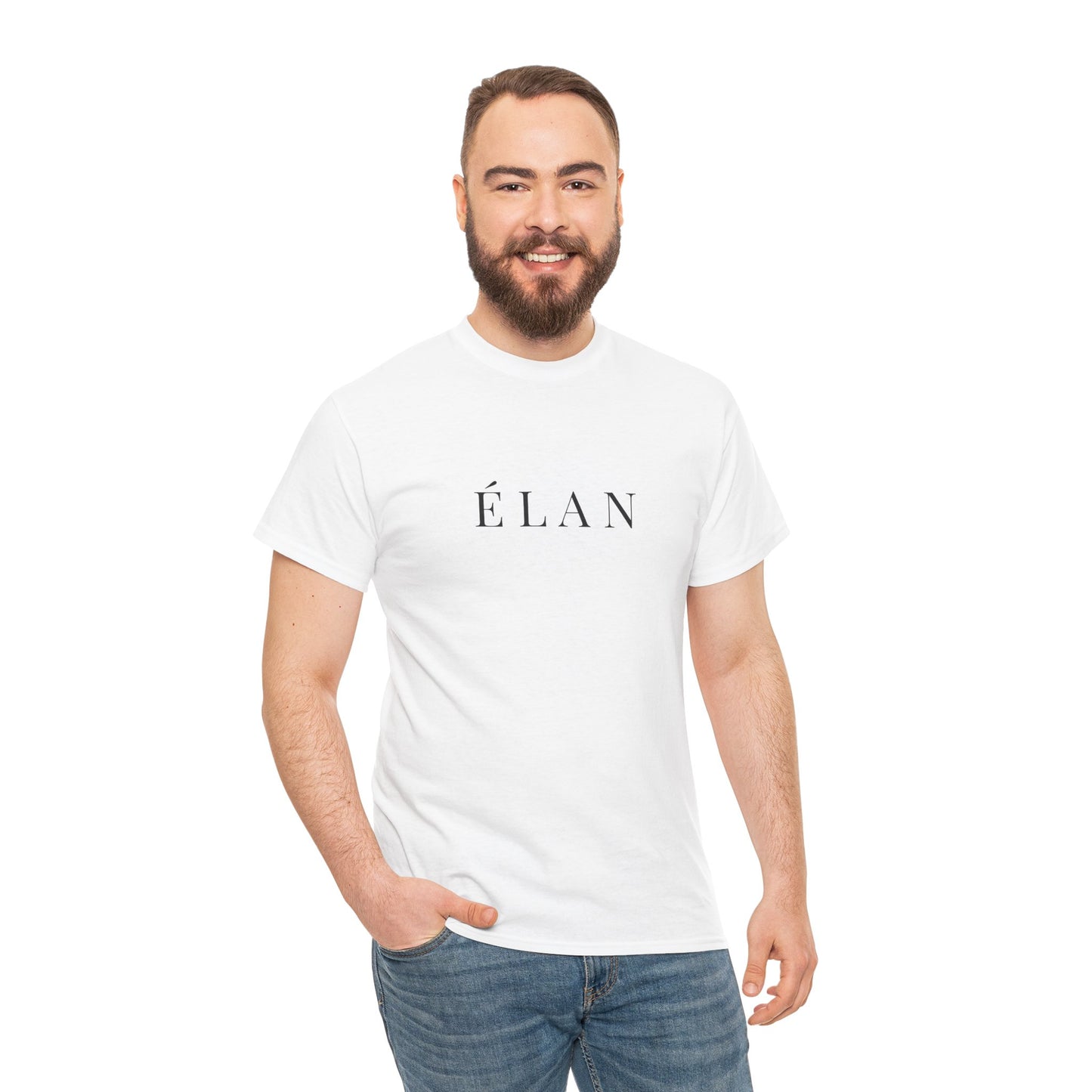 Élan Unisex Heavy Cotton T-Shirt (Brustprint) – Stilvolles Premium-Shirt aus 100 % Baumwolle für zeitlosen Look und Komfort