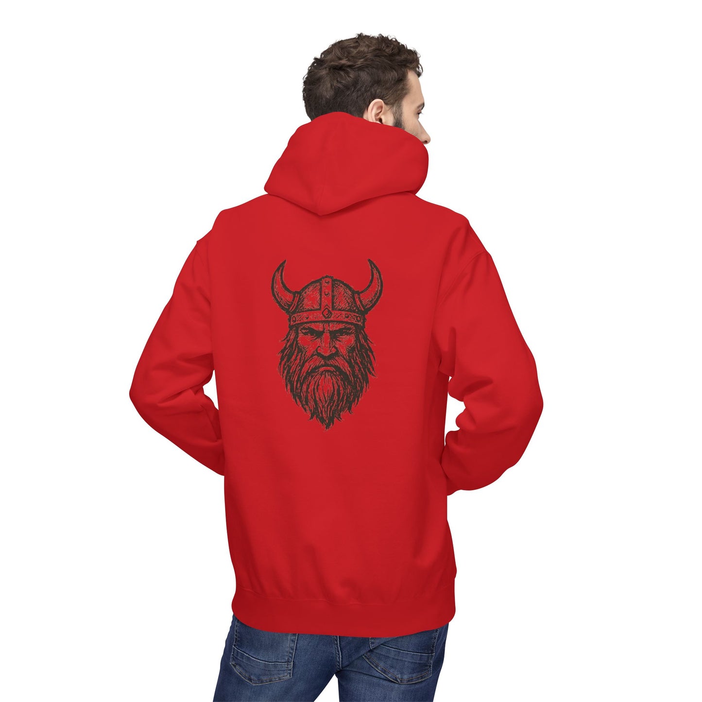 Wikinger Hoodie Unisex – Nordic Warrior Kapuzenpullover mit Bart & Helm Design | Viking Streetwear