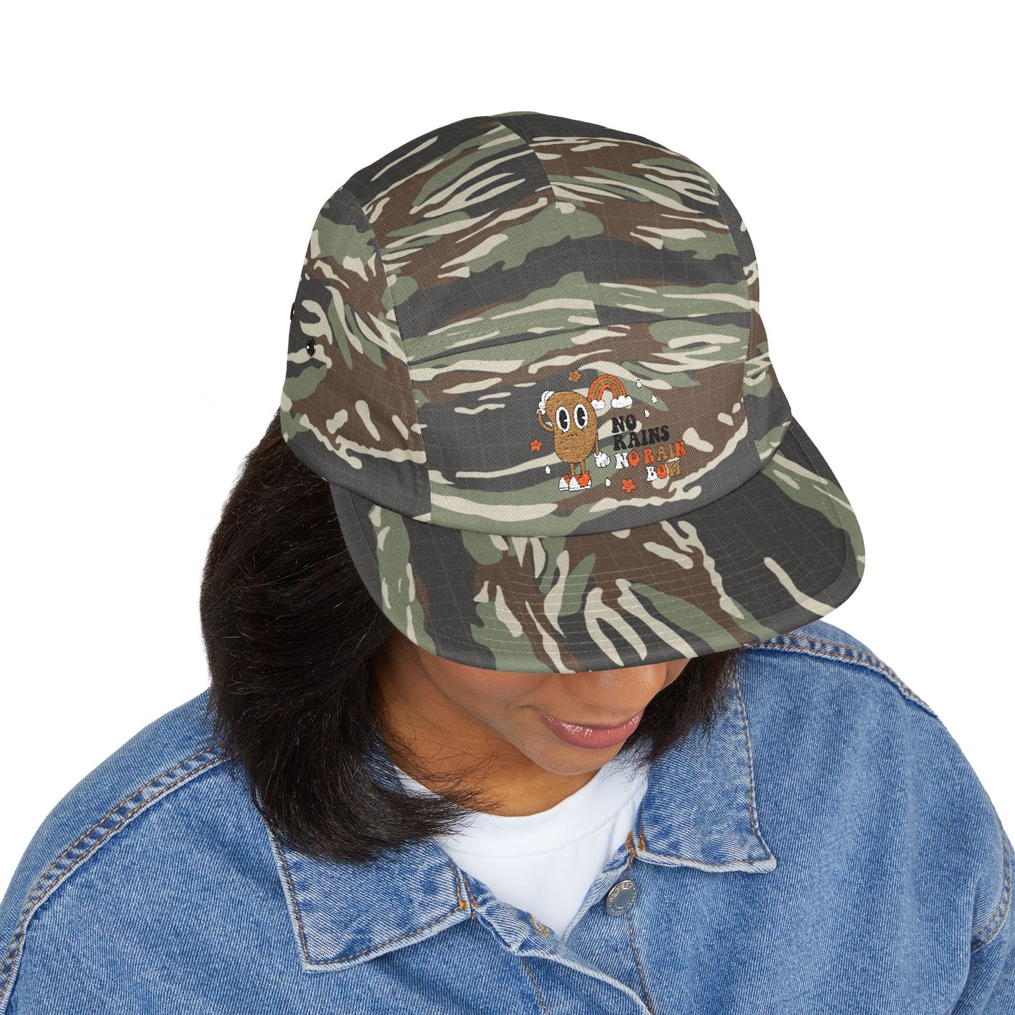 No Rains No Rainbow – 5-Panel Cap mit Stickerei