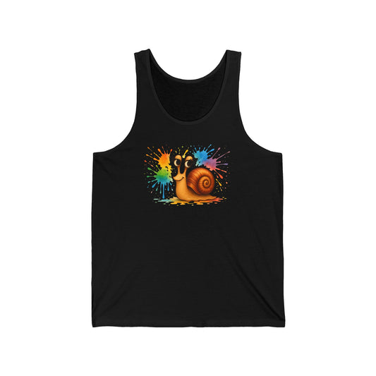 Bunte Schnecke Damen Tanktop – Lustiges Cartoon-Design mit Regenbogen Farbklecksen