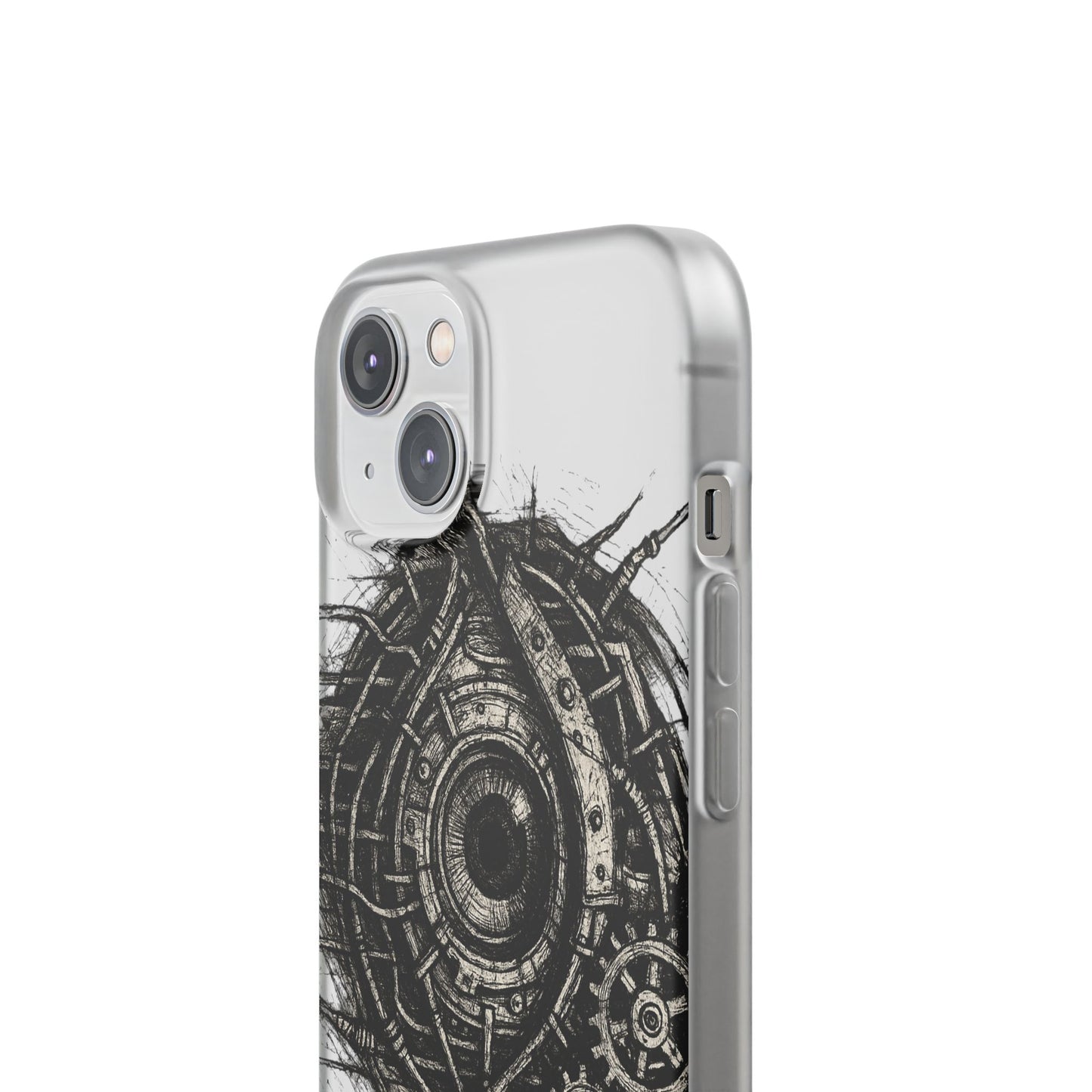 Biomechanisches Auge Handyhülle – Futuristisches Cyberpunk Design mit Zahnrädern & Kabeln | Schutzhülle für iPhone & Android