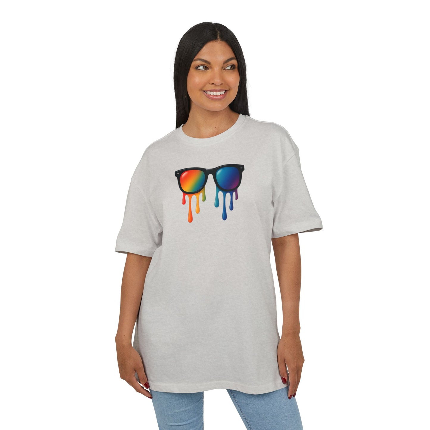 Melting Rainbow Shades T-Shirt (Brustprint) – Stylisches Unisex Shirt mit bunter Sonnenbrille & Farbverlauf | Cooles Sommer & Festival Design