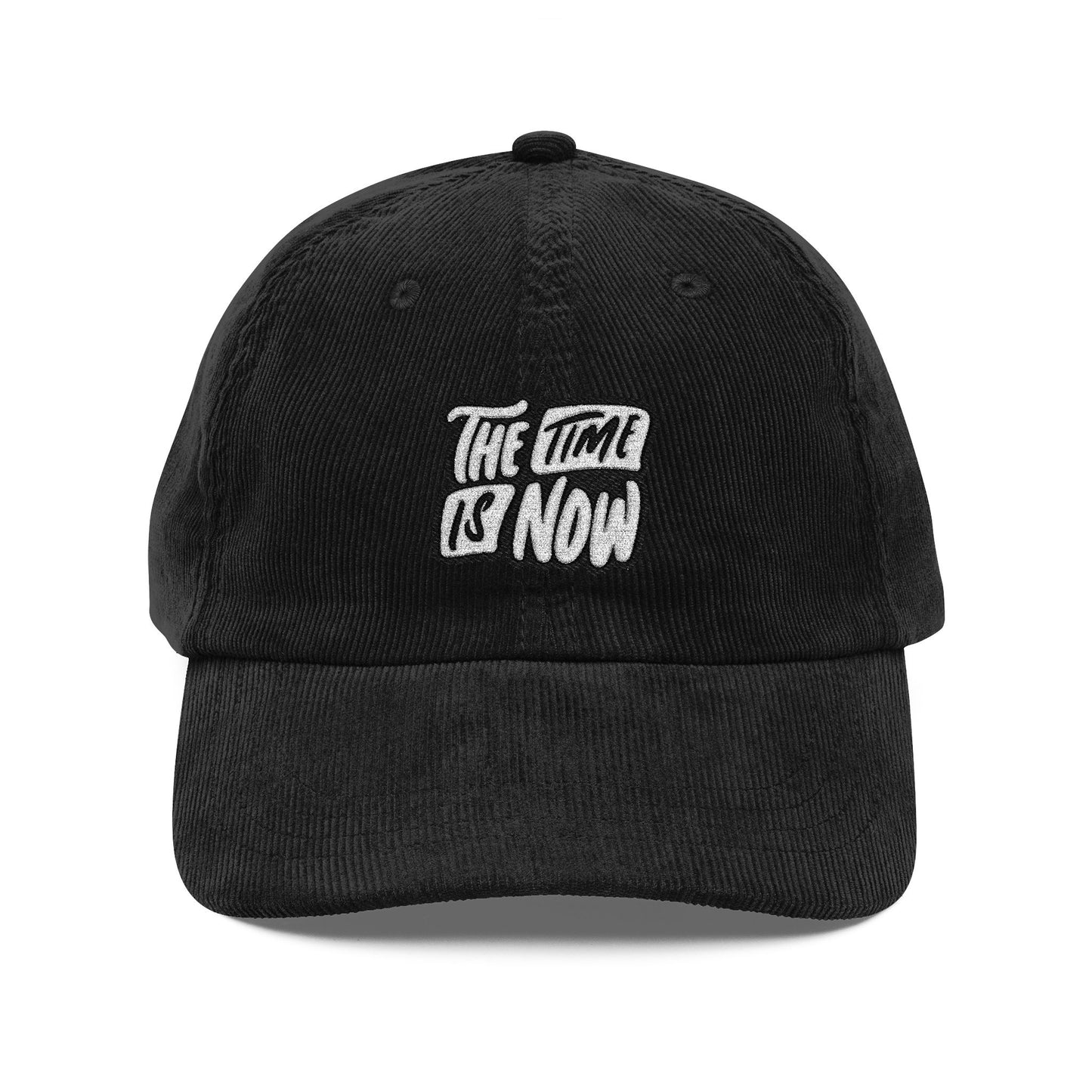 The Time is Now Cord Cap – Retro Cord Basecap mit Stickerei - Good Vibes, Gift for Friends, Relaxed Fashion